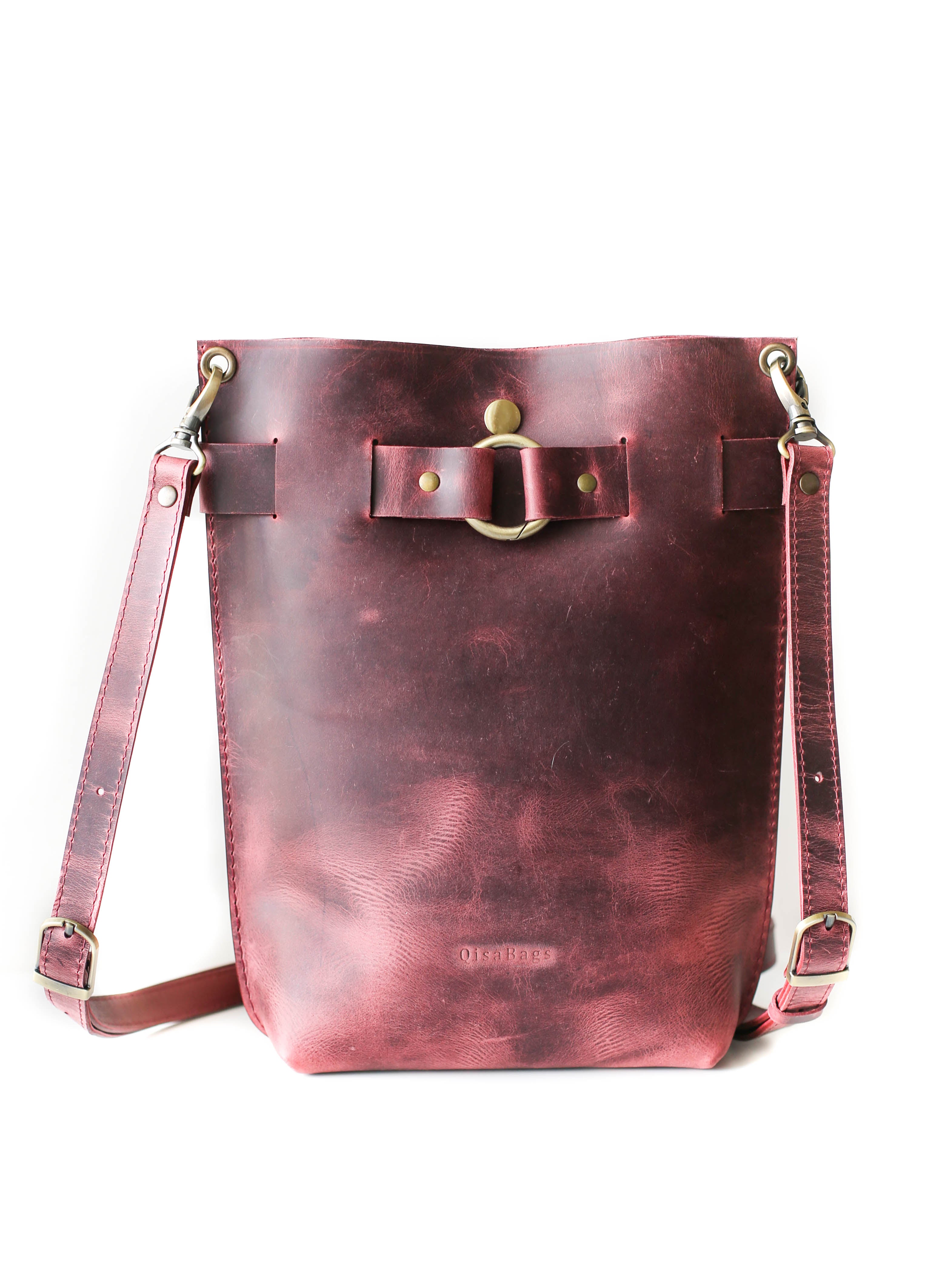 Burgundy Leather Bag -"Ring Belt" Edition