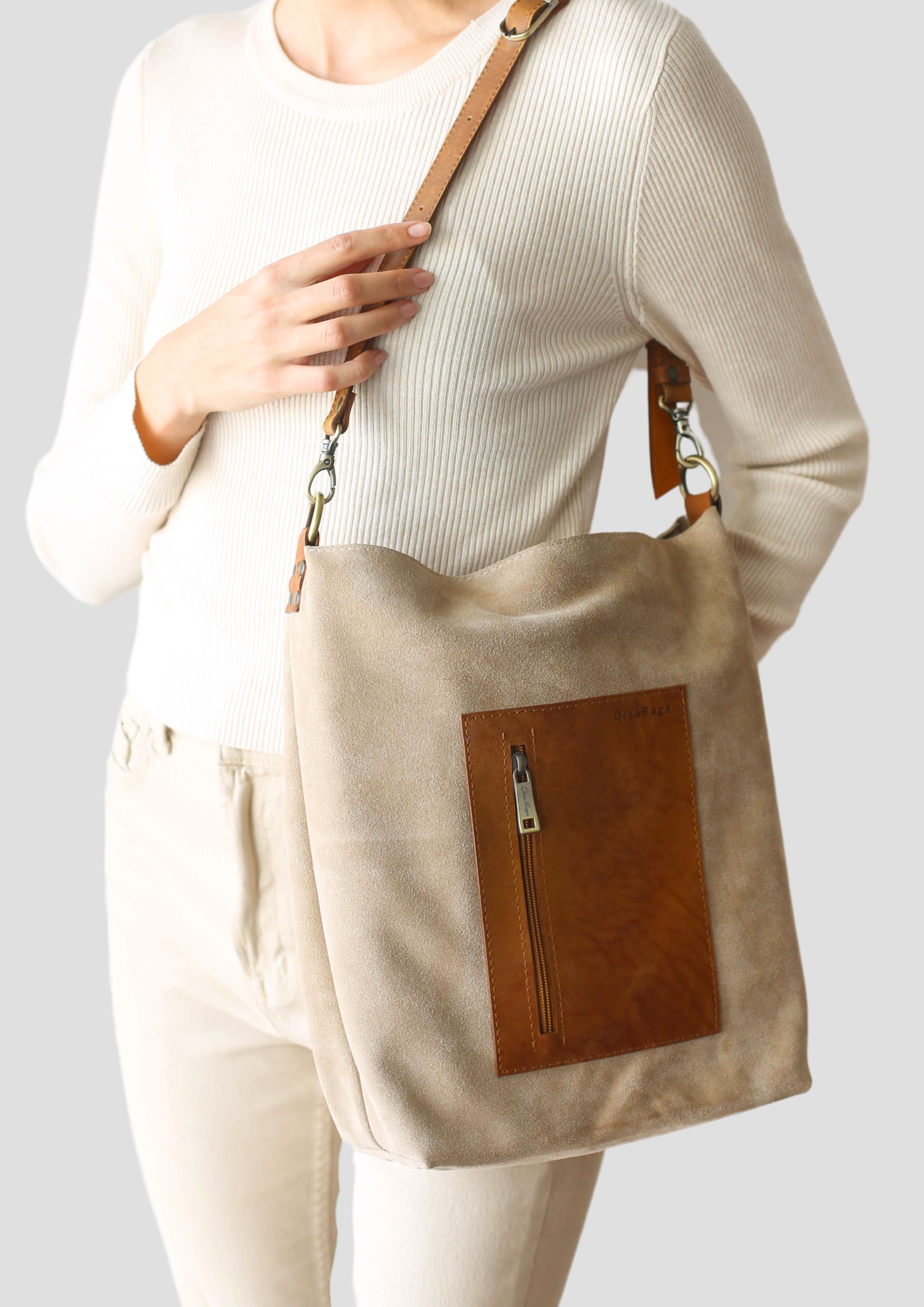 Beige Suede Handbag