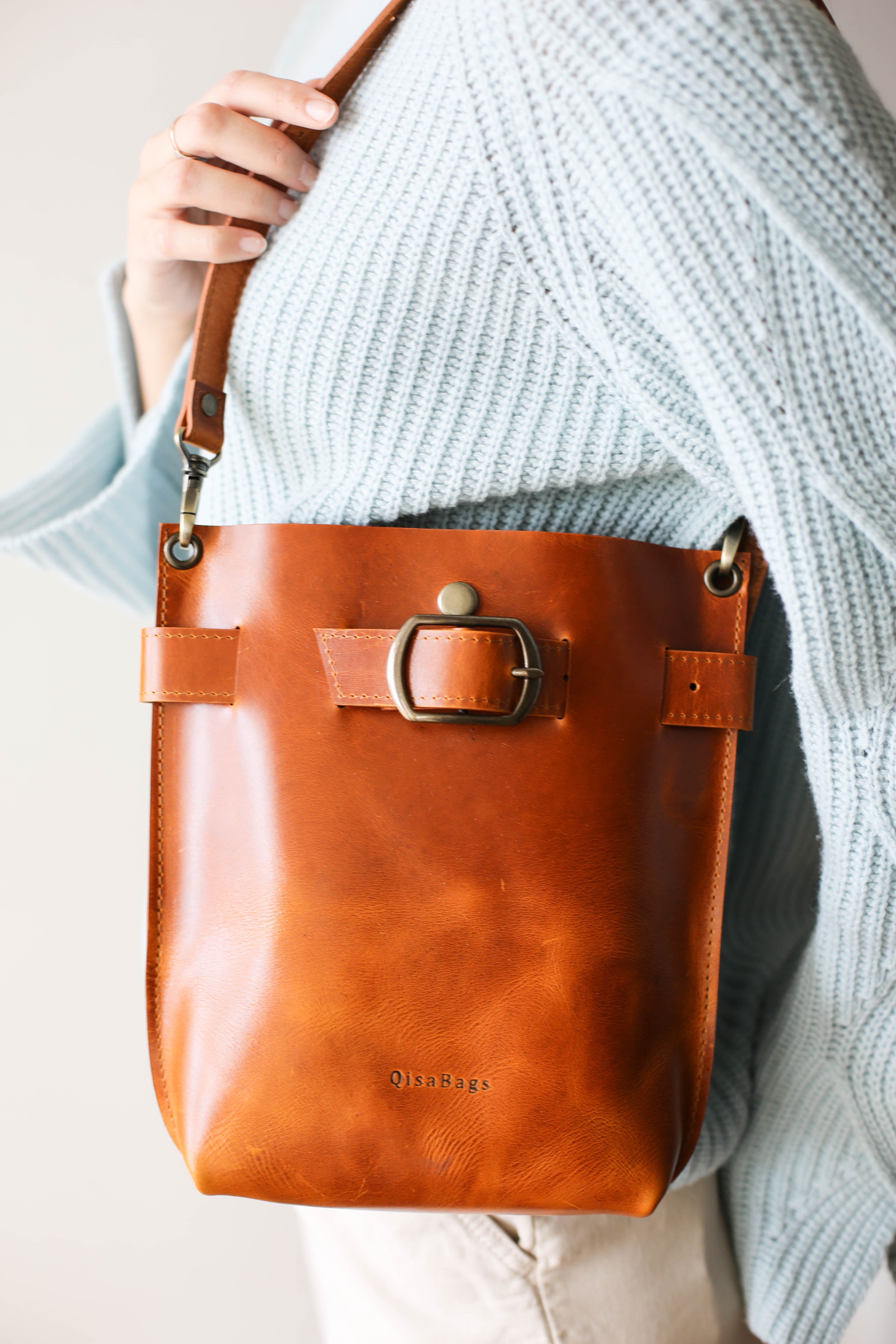 Valentina Cognac Brown Leather Bag