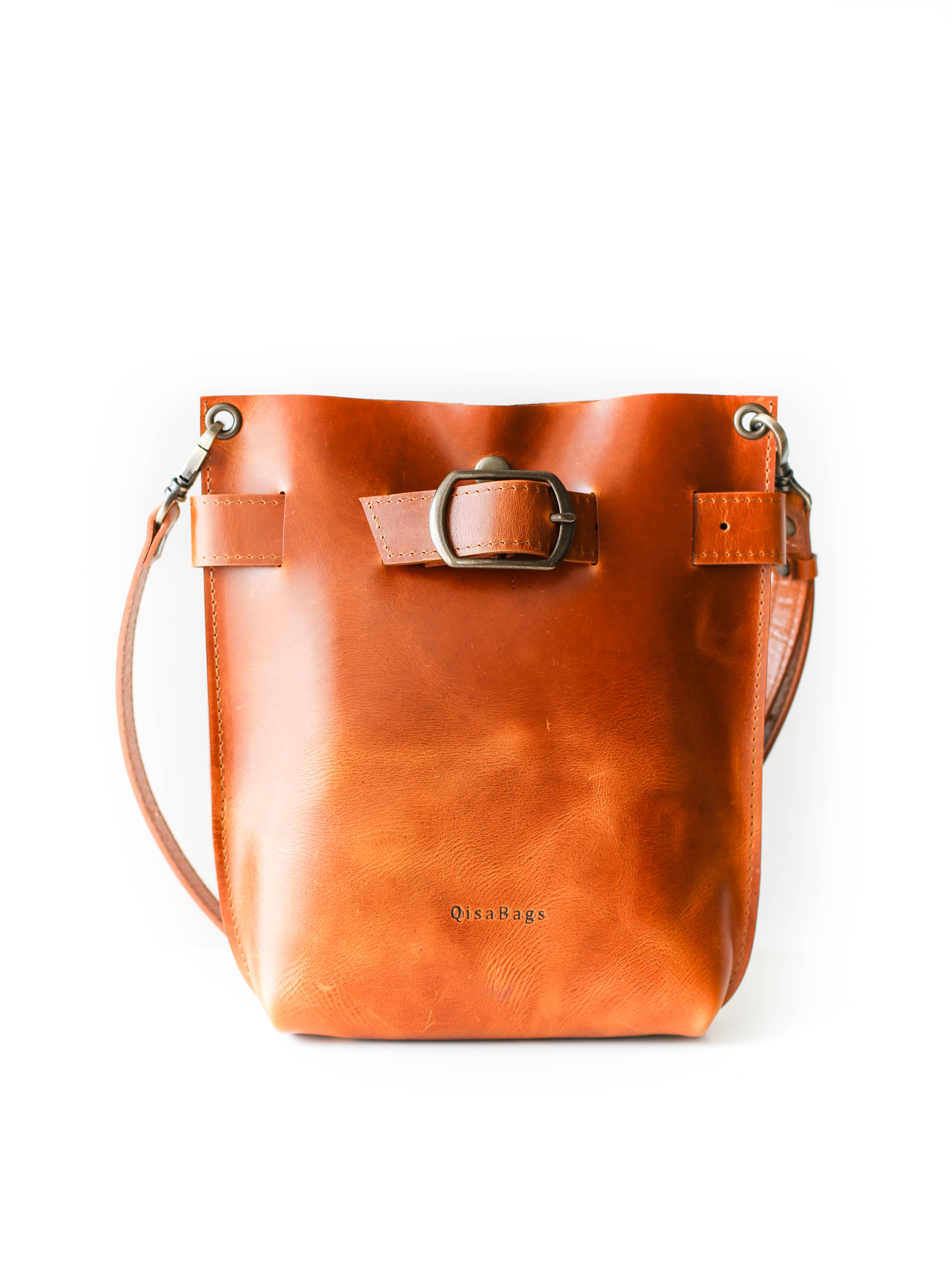 Brown leather backpack purse