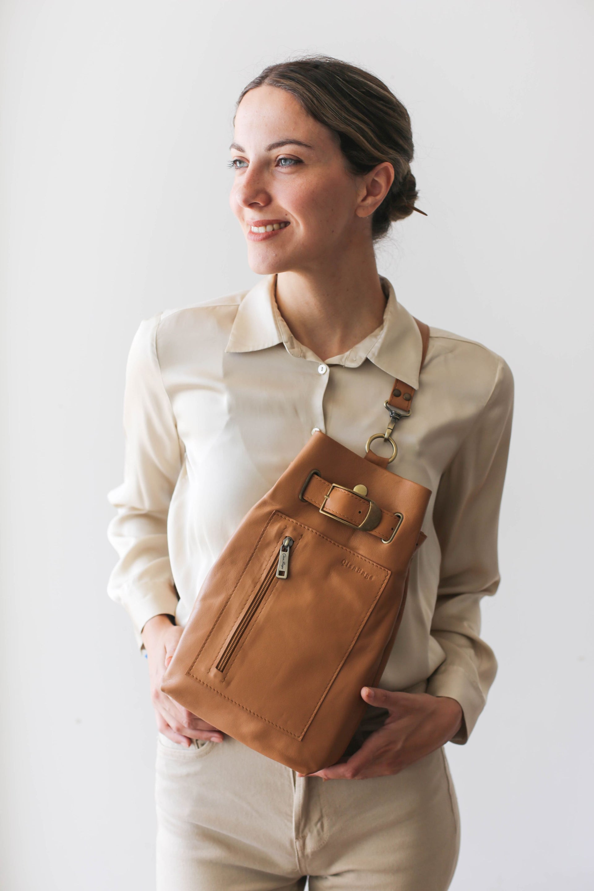Brown Leather sling bag for women