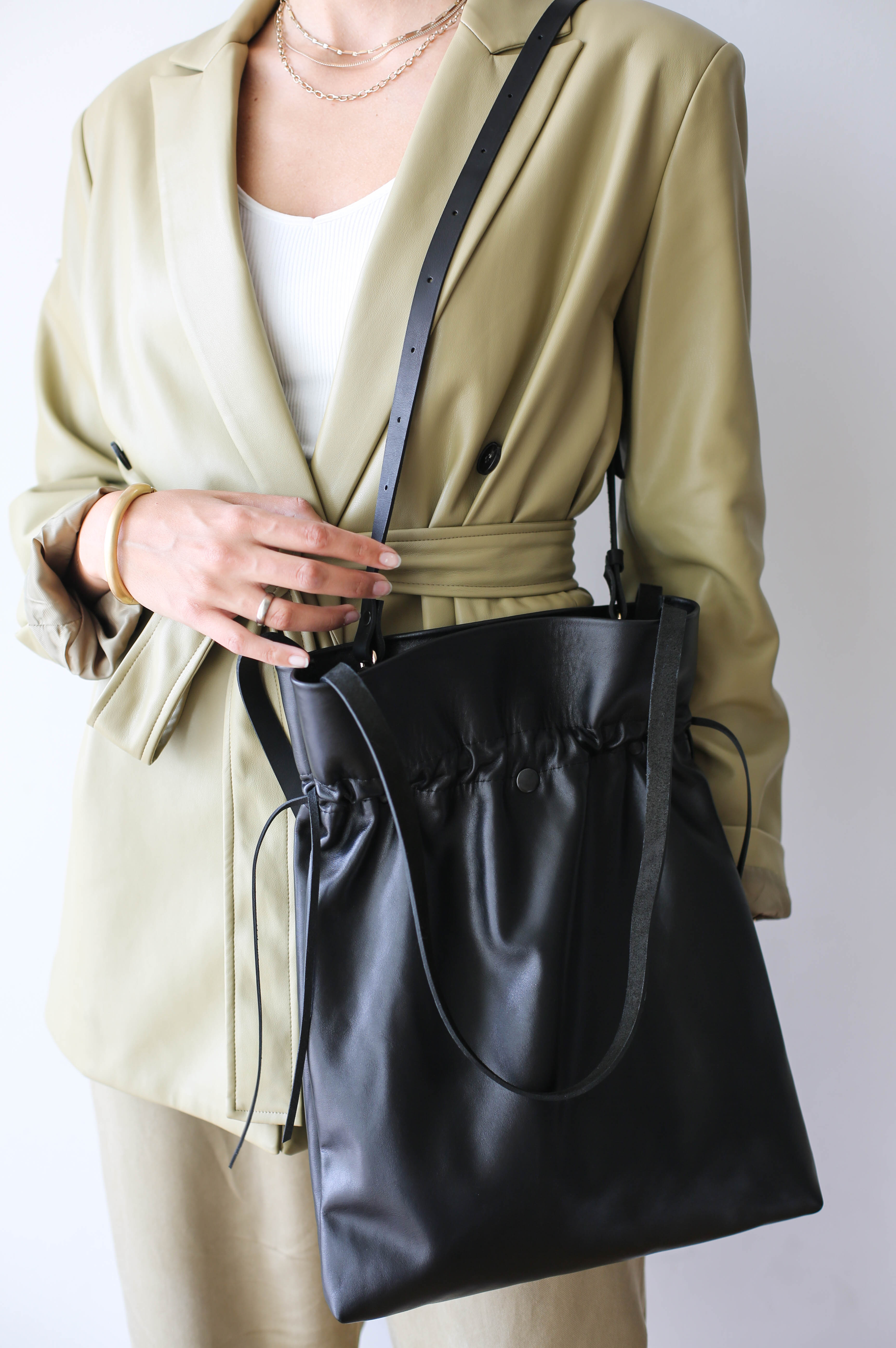 Black Leather Crossbody Bag | Shoulder bag | QisaBags