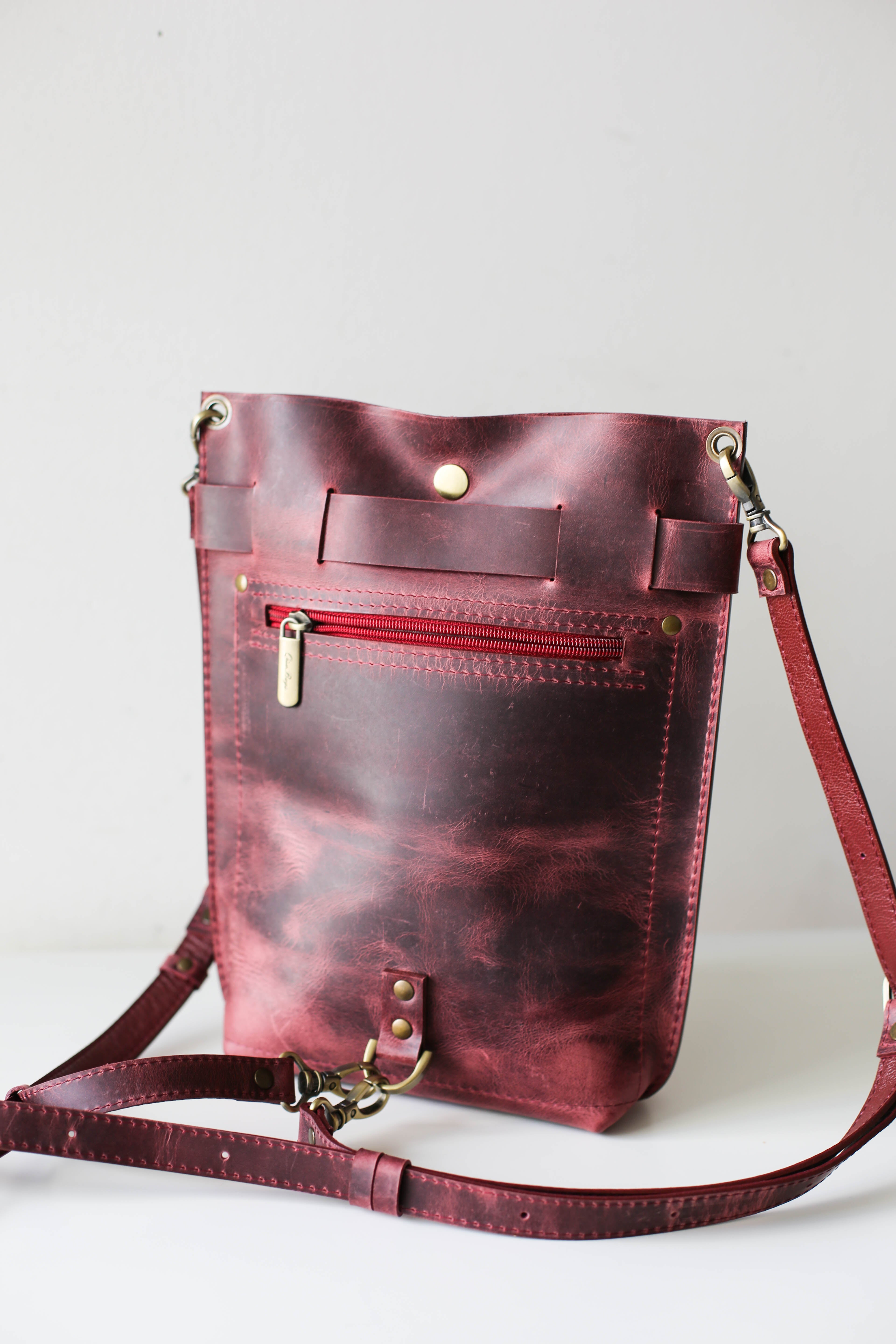 Burgundy Leather Bag -"Ring Belt" Edition