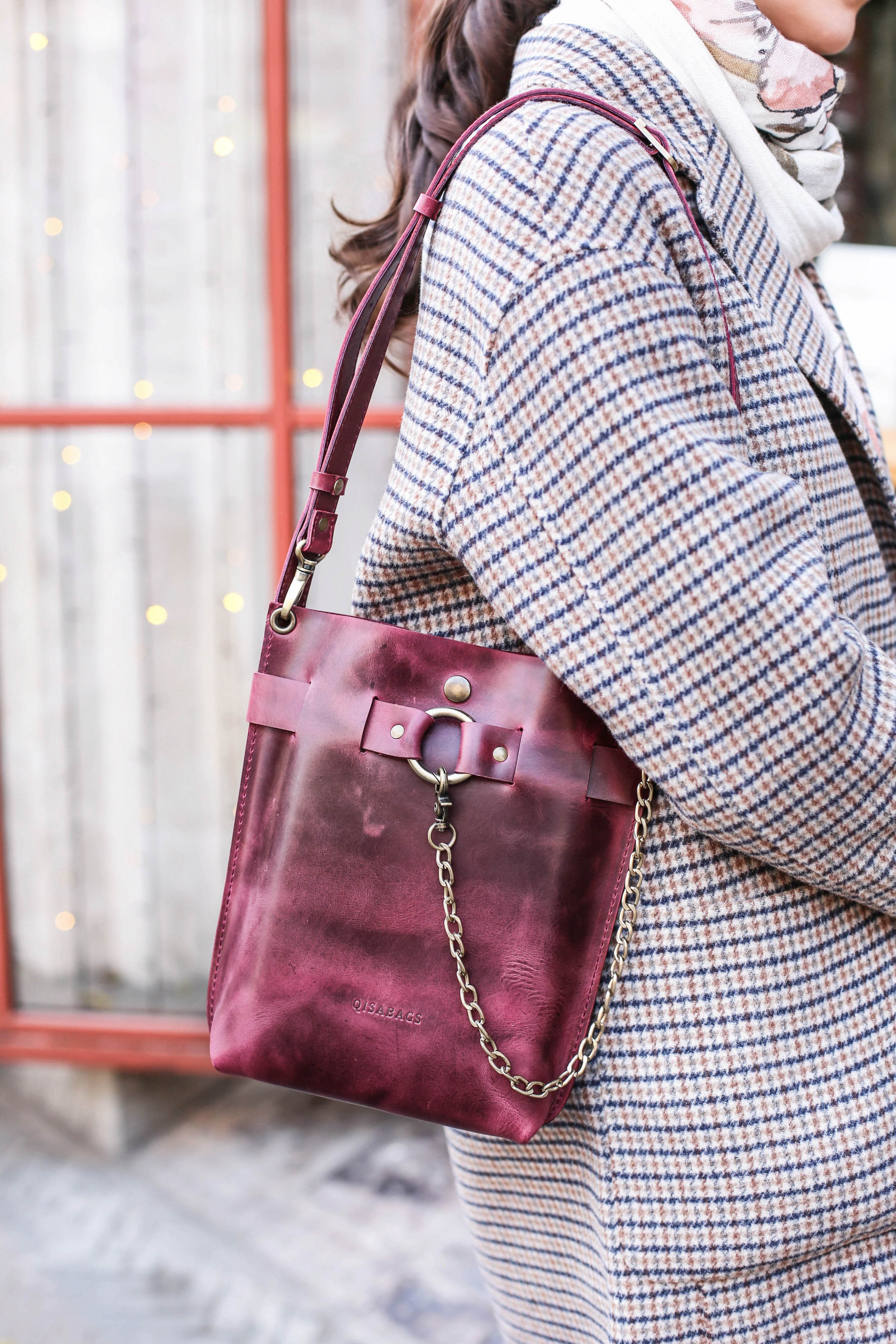 Burgundy Leather Bag -"Ring Belt" Edition