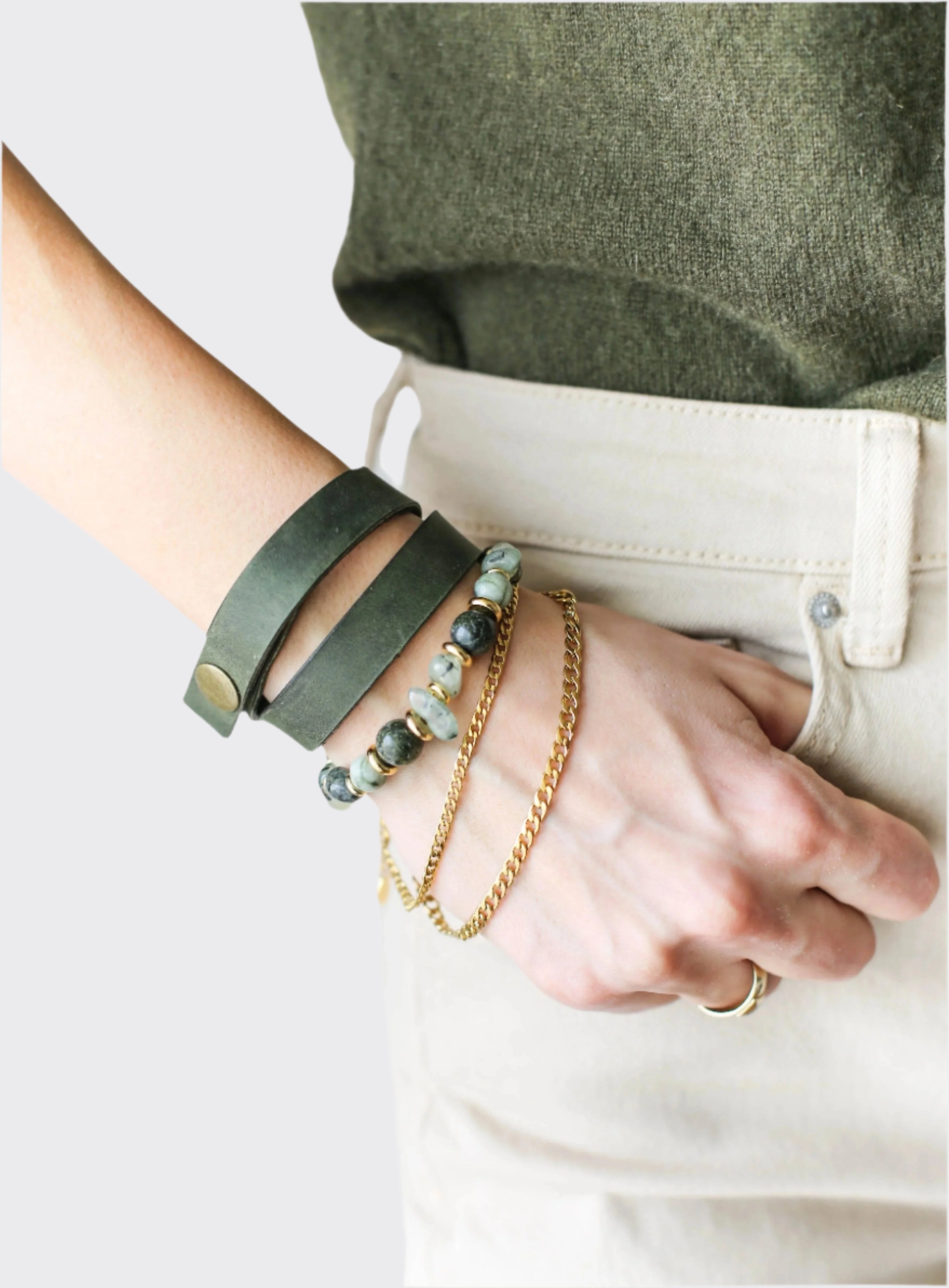 Leather wrap bracelet for women