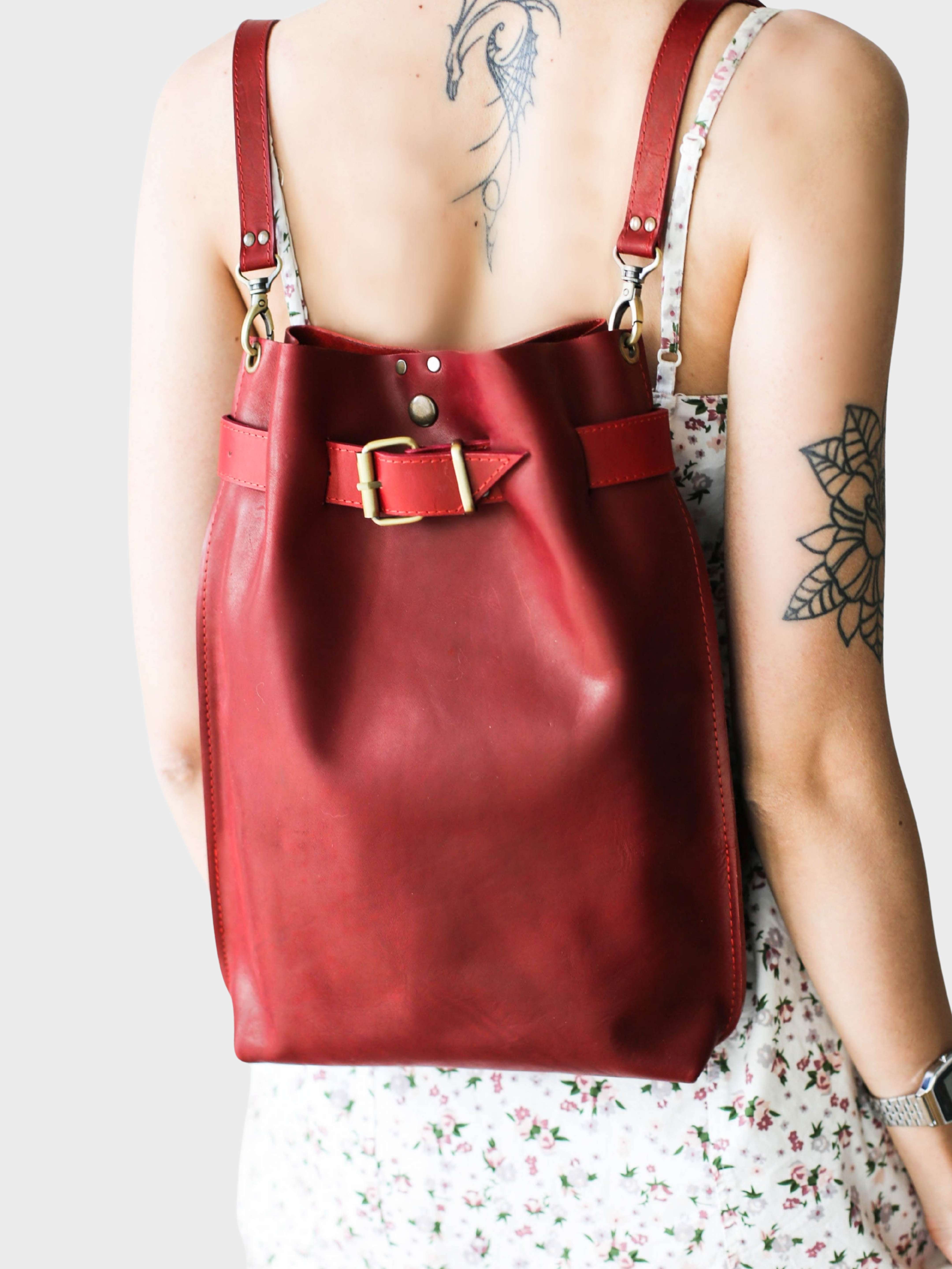 Grizzly Large Leather Backpack Purse