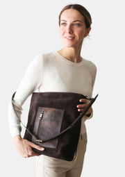 Brown suede bag for women