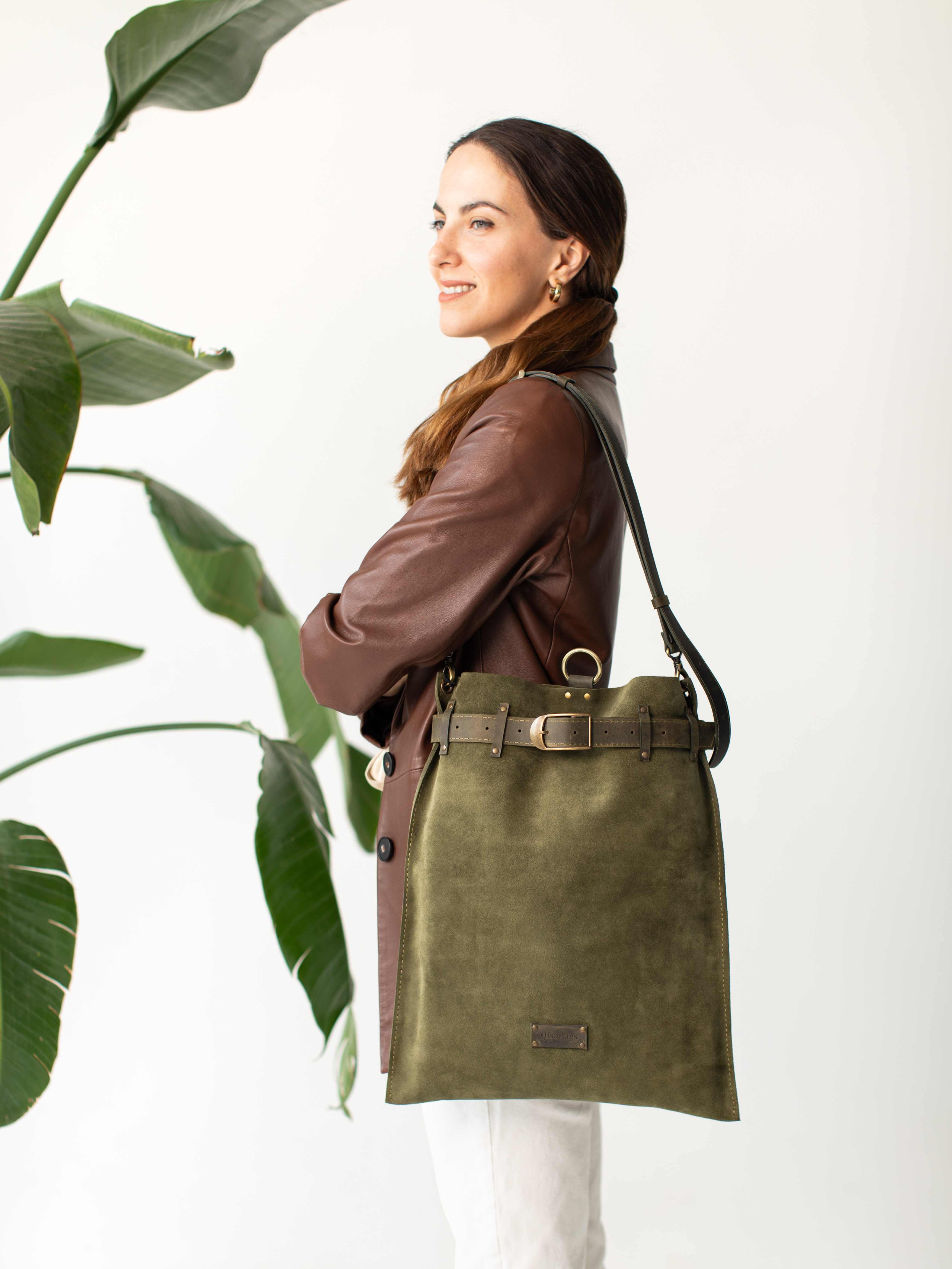 Suede Leather Backpack Purse