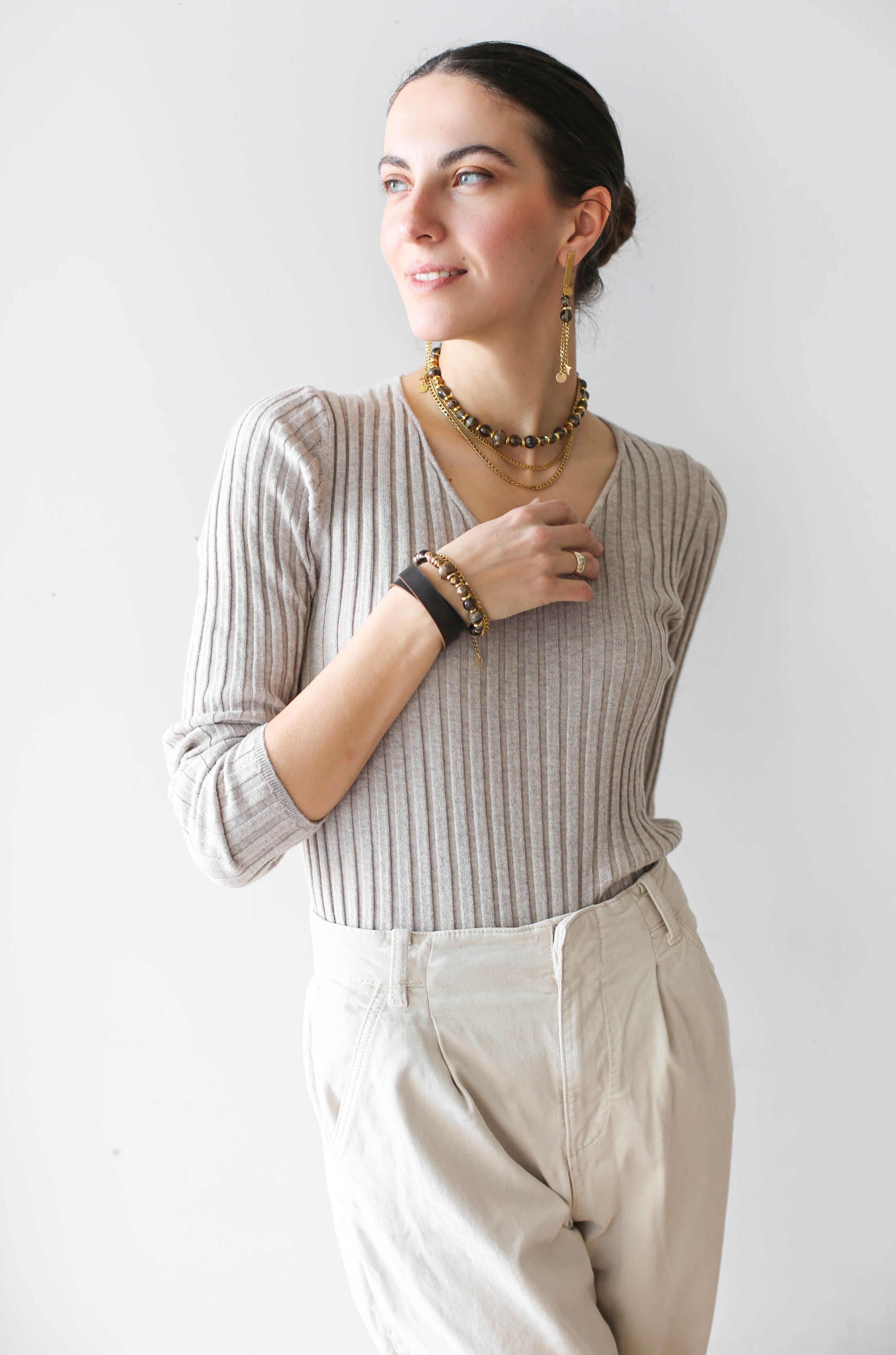 Brown Agate Leather Necklace