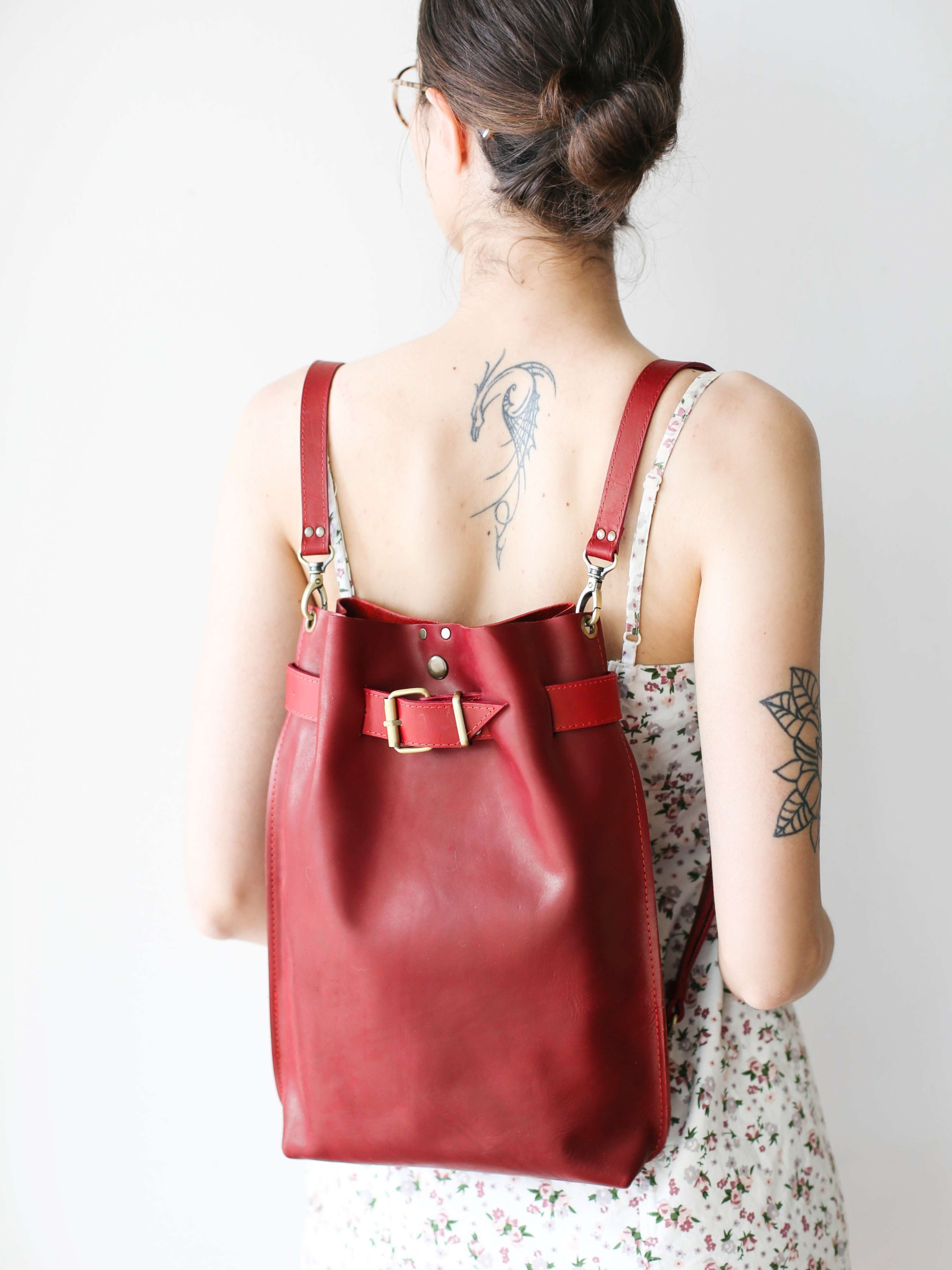Grizzly Large Leather Backpack Purse