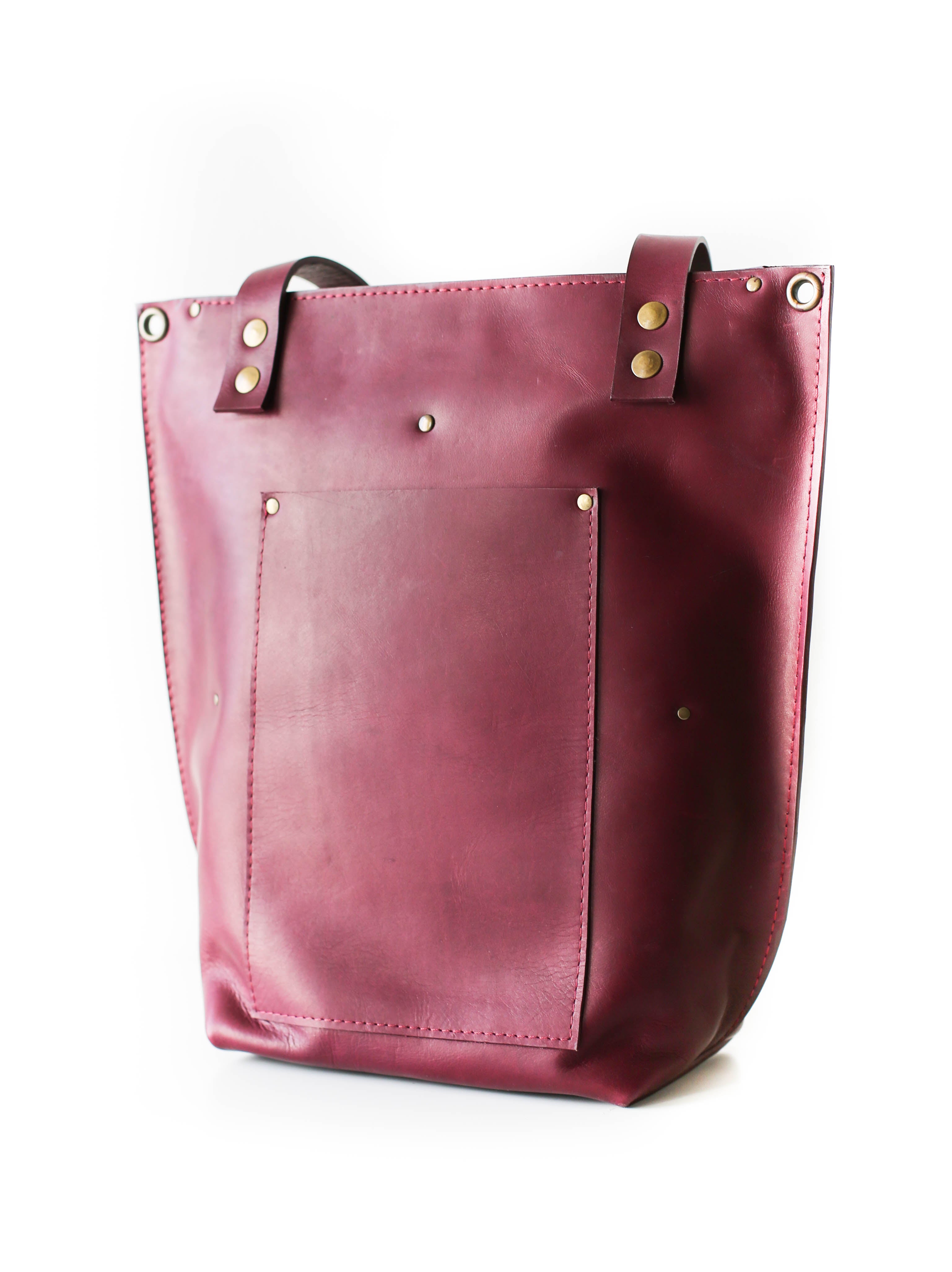 burgundy leather tote
bag for women