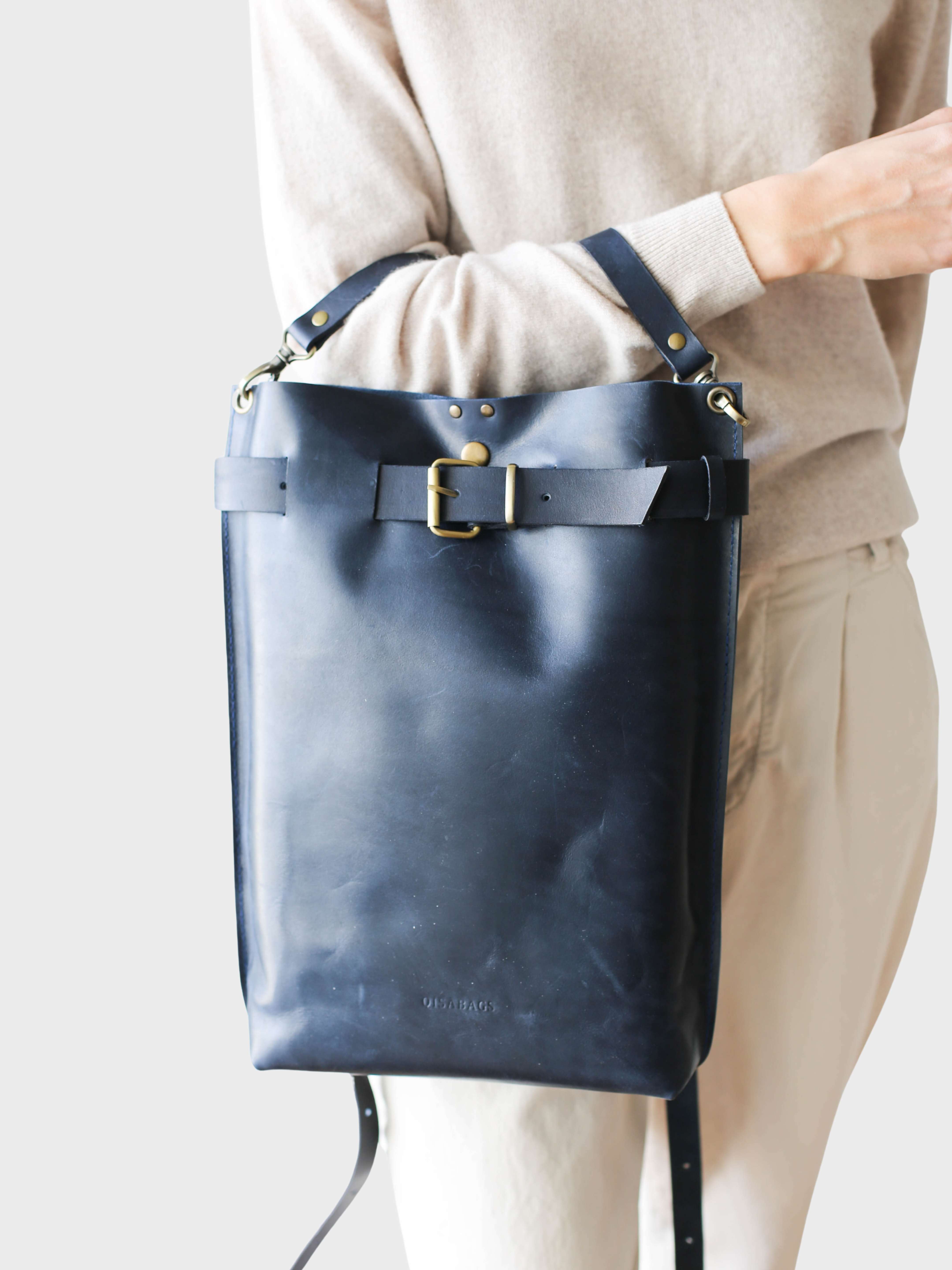 Grizzly Large Leather Backpack Purse