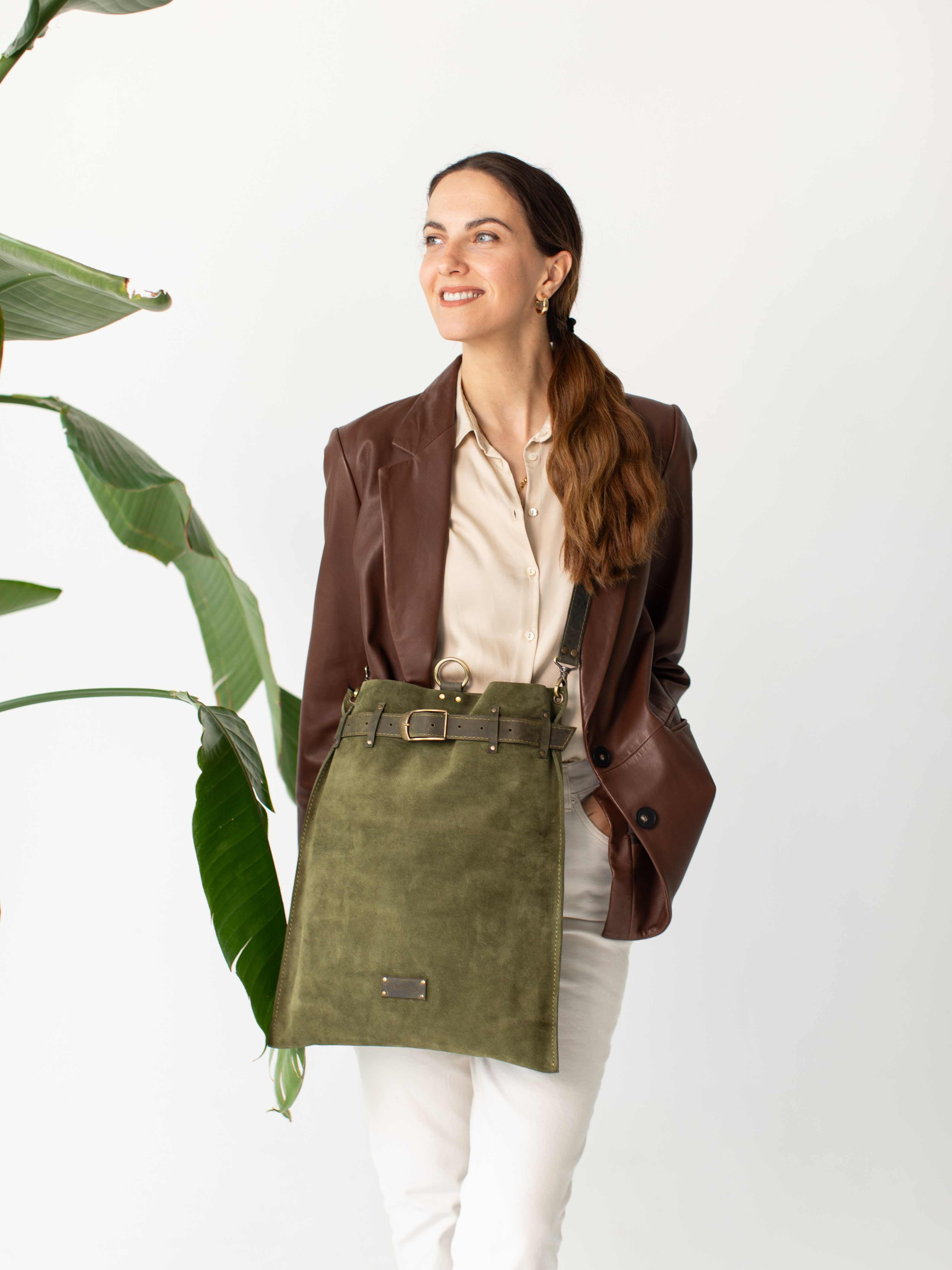 Suede Leather Backpack Purse