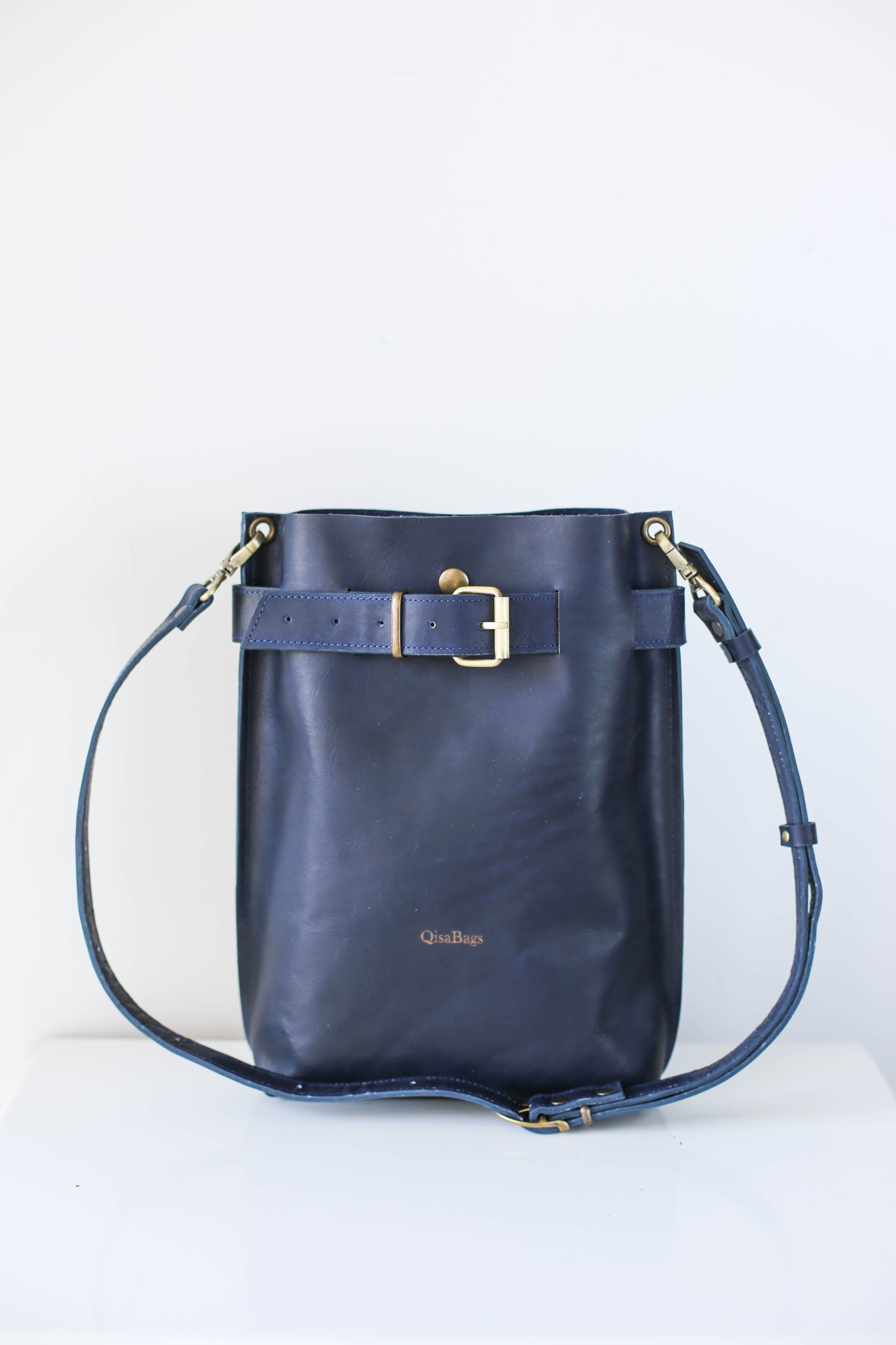 Navy Blue Leather Bag