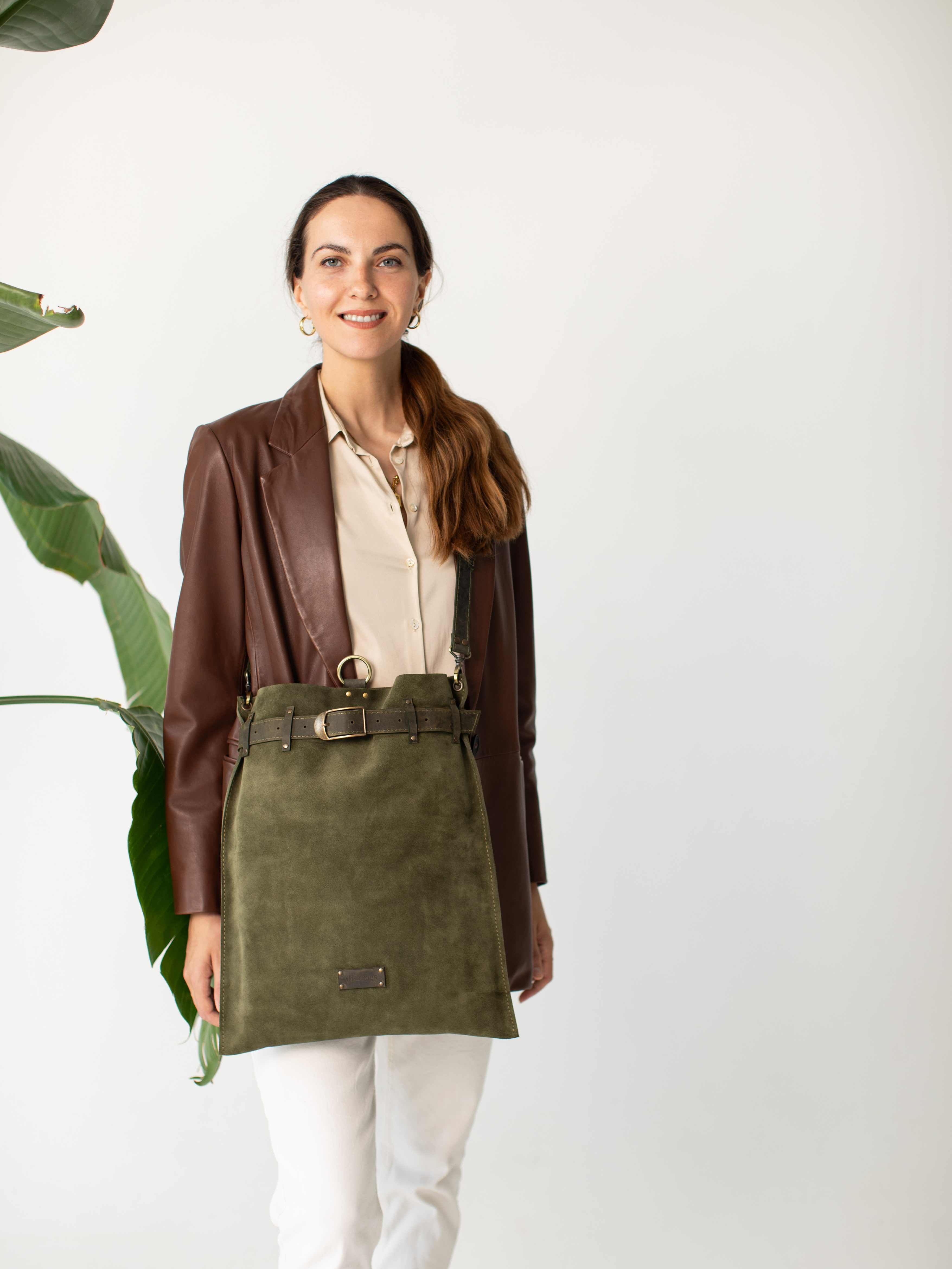 Suede Leather Backpack Purse