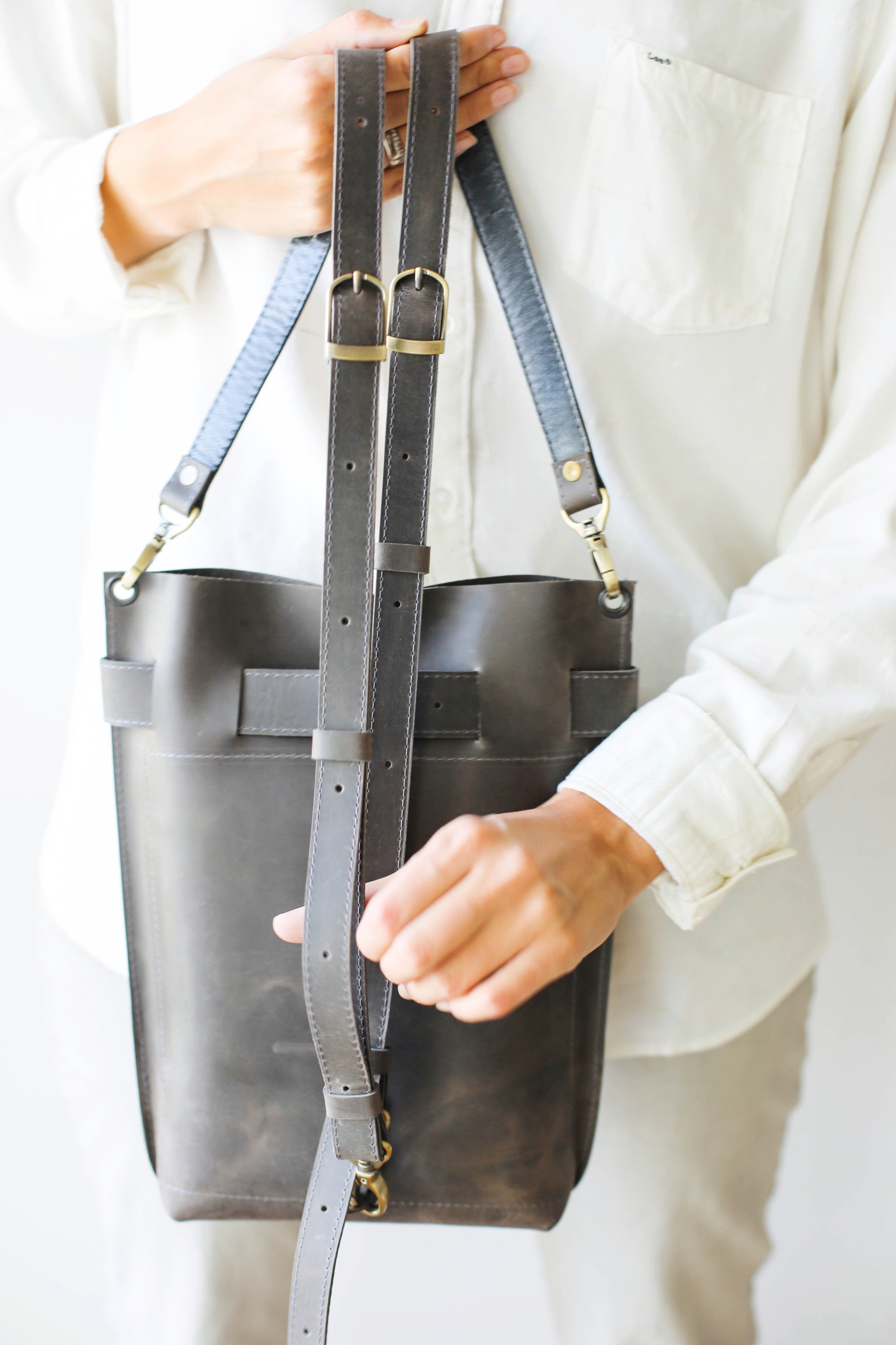 Gray Leather Bag