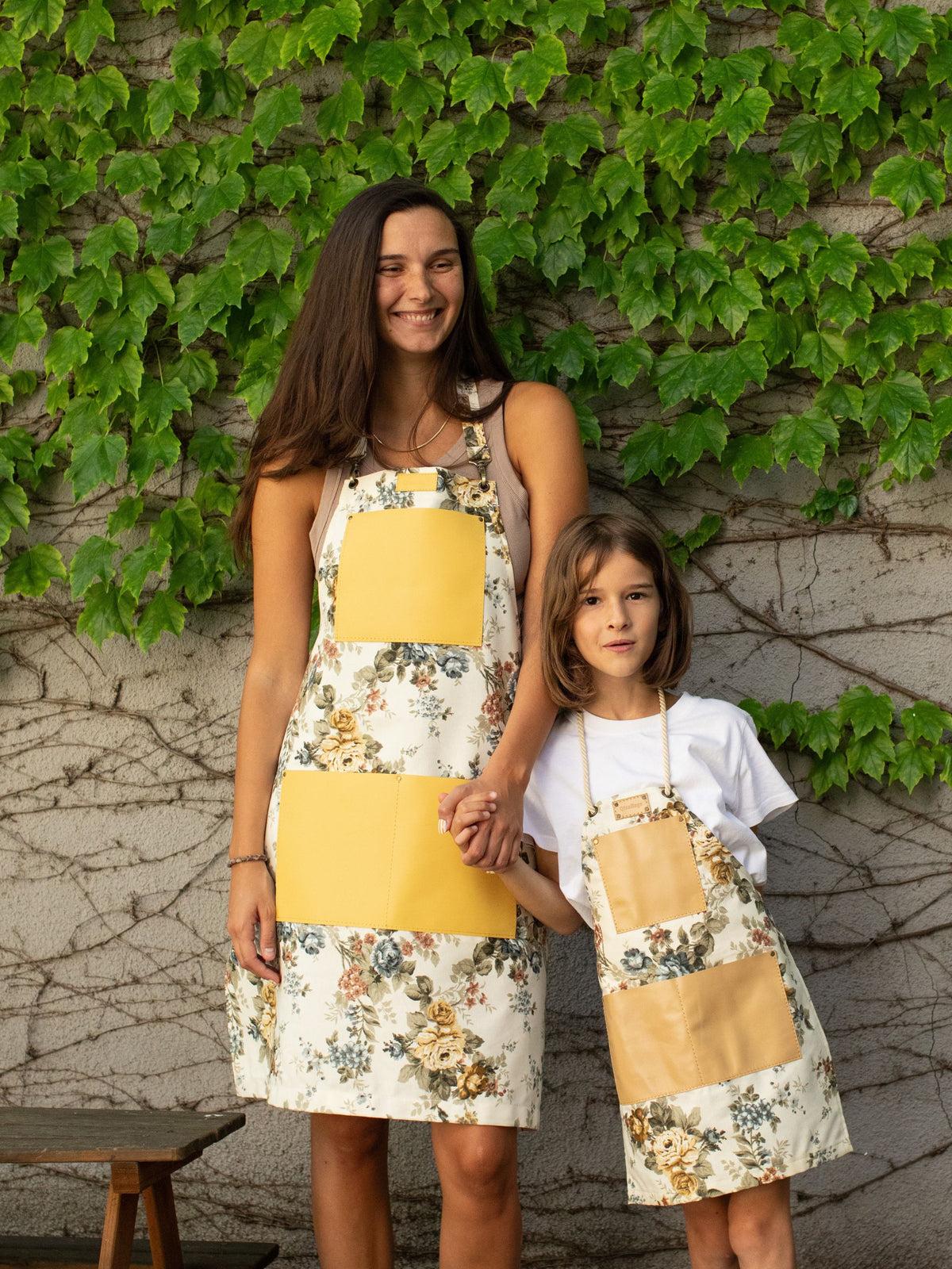 Floral Canvas & Leather Apron