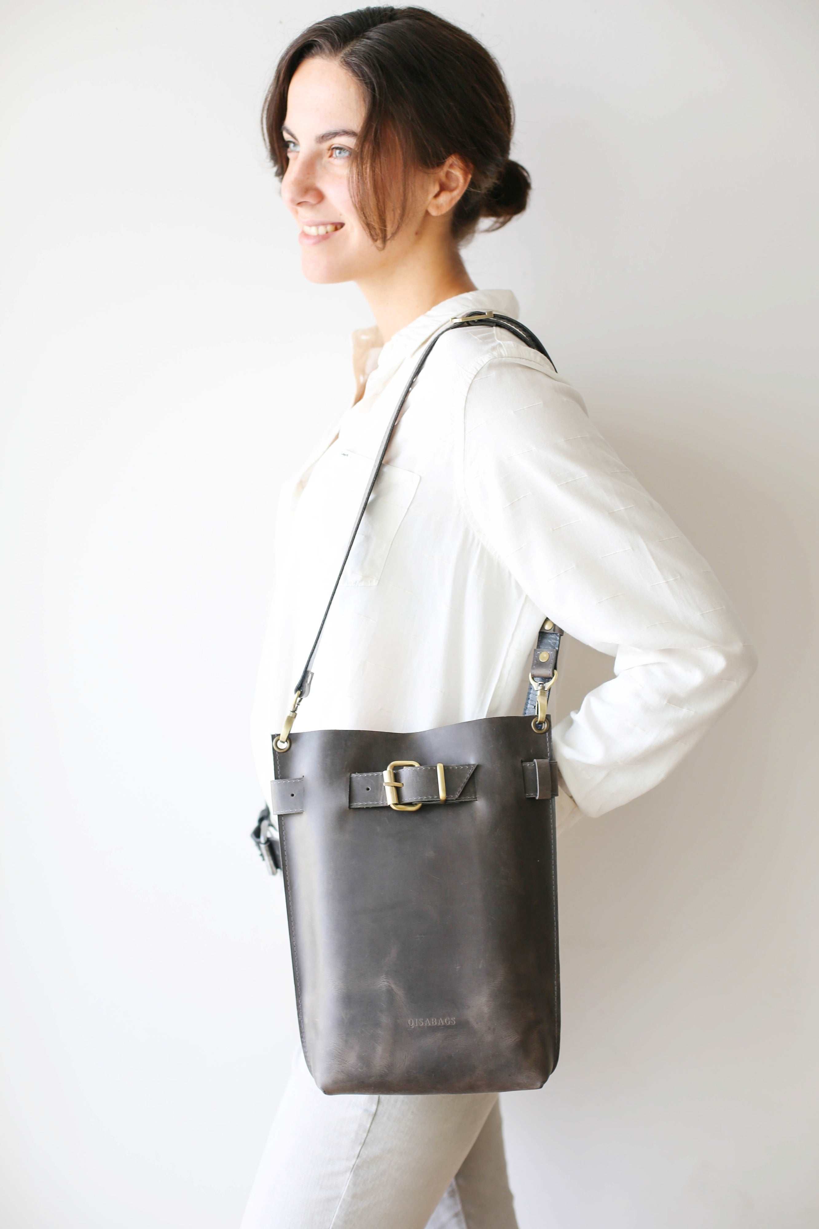 Gray Leather Bag