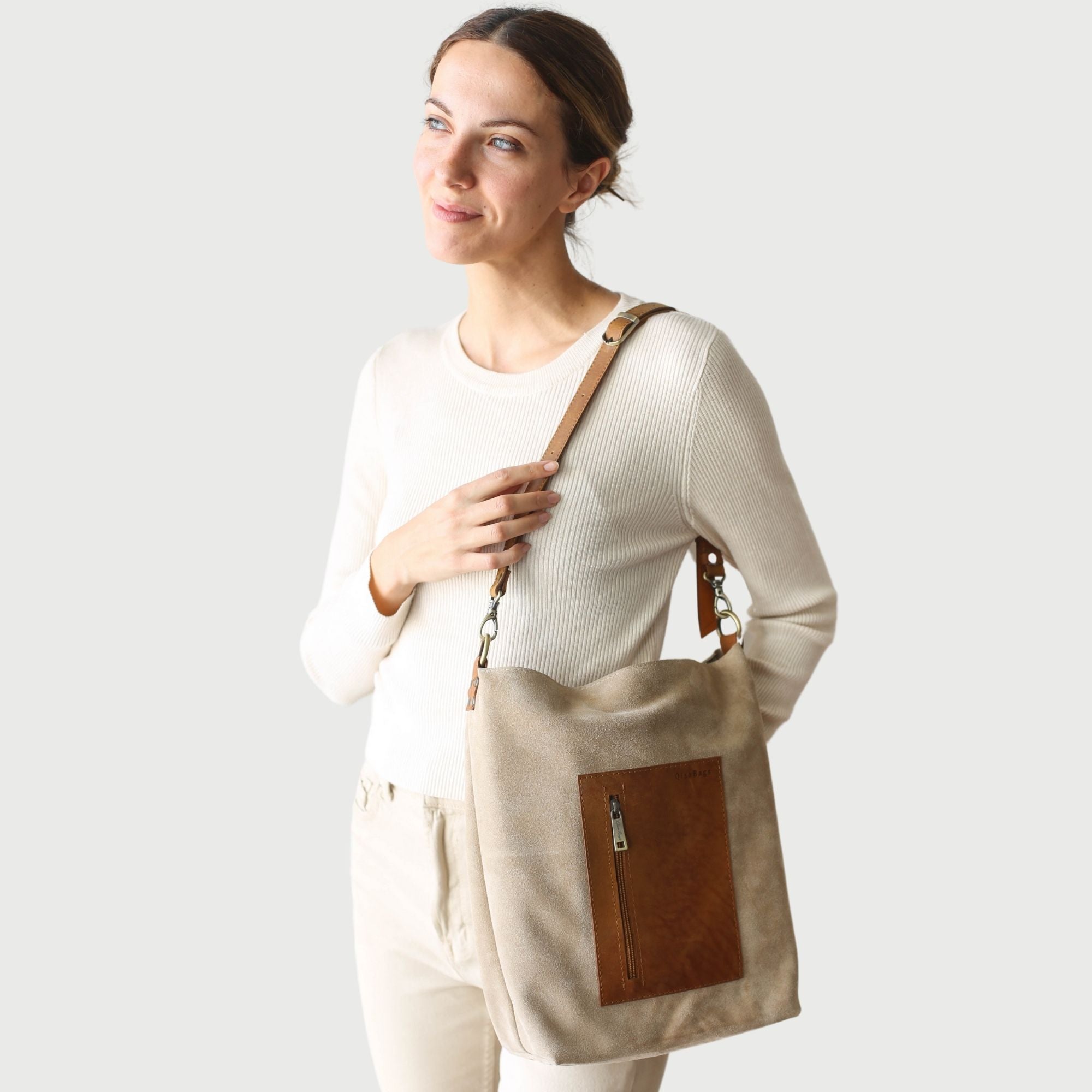 Suede Leather Hobo Bag