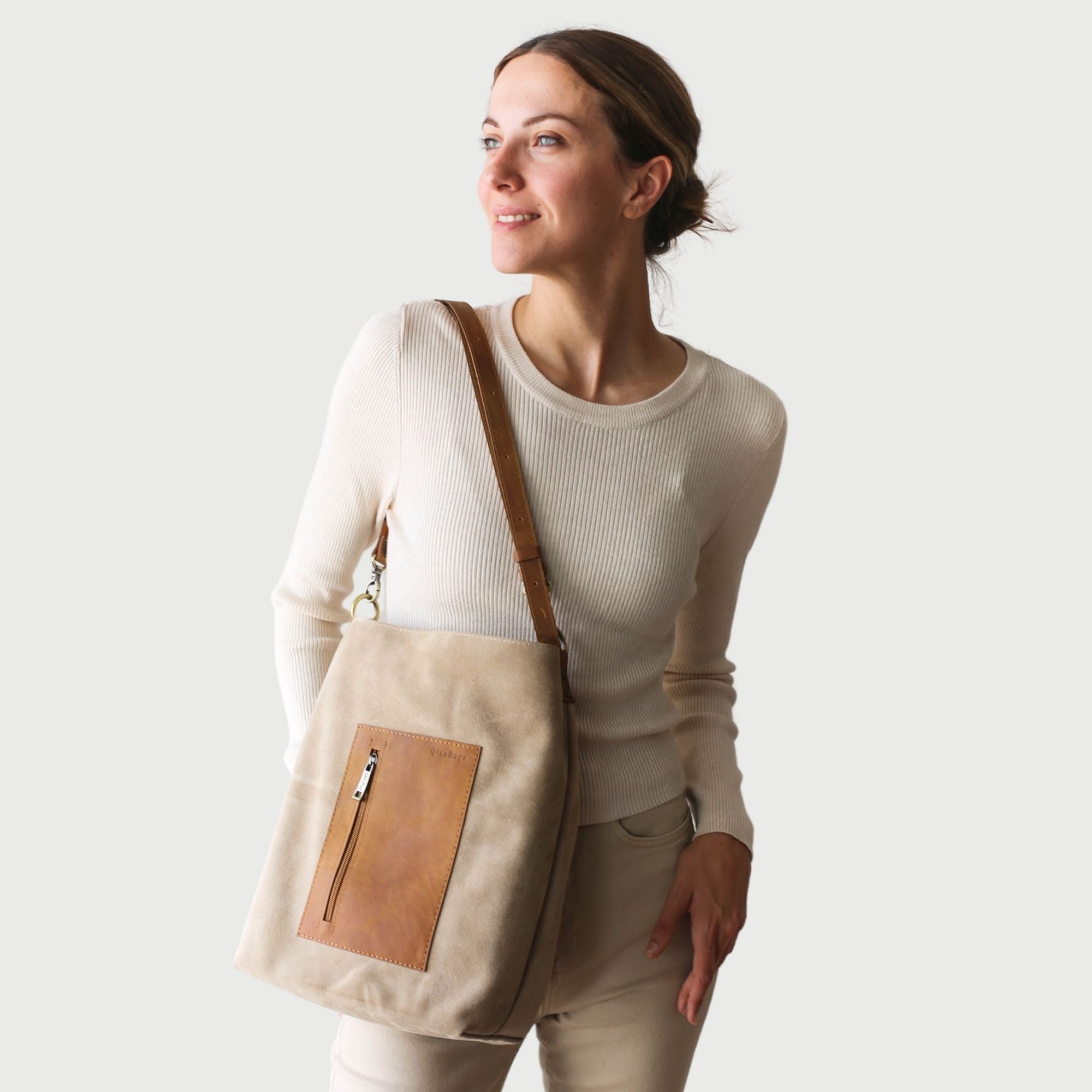 Suede Leather Hobo Bag