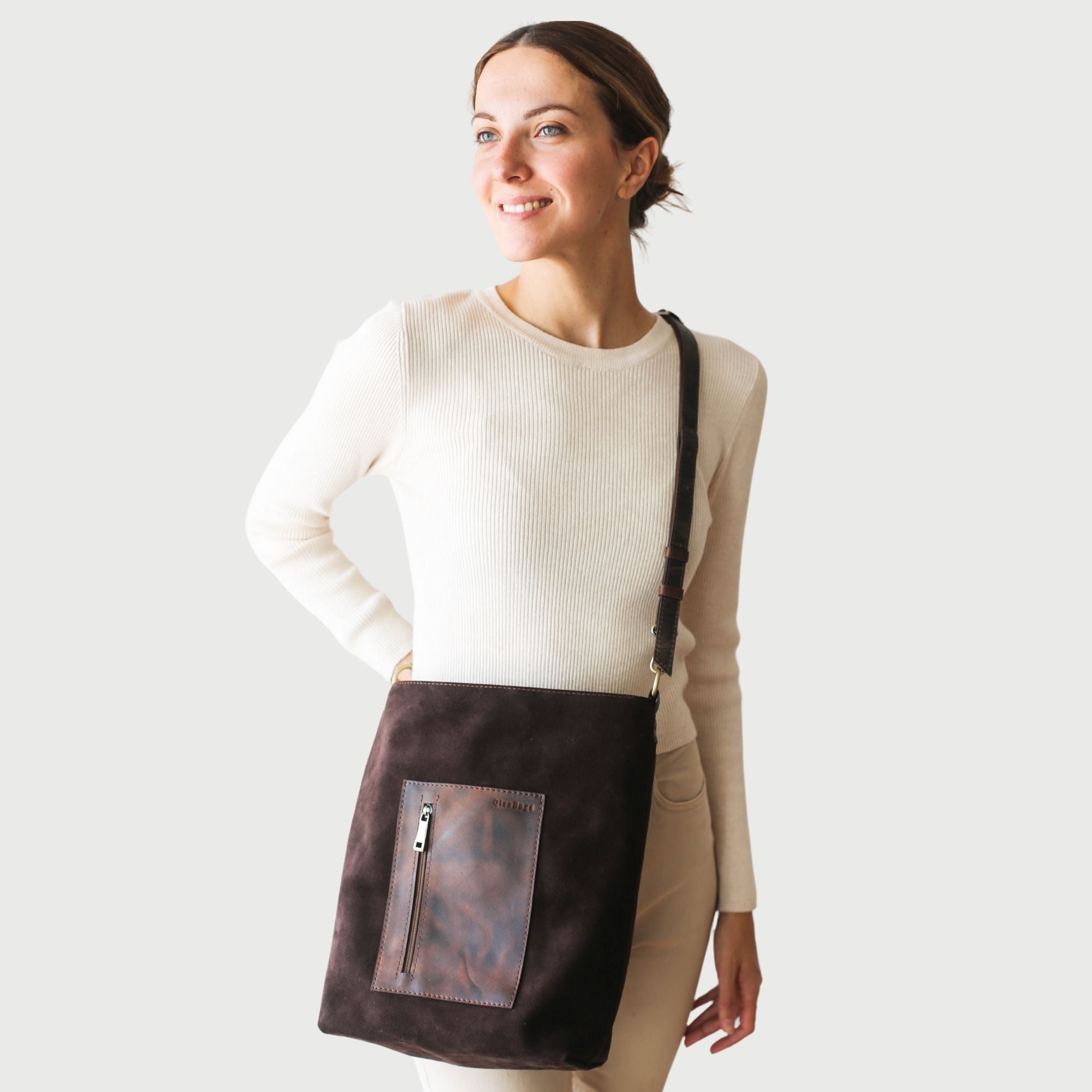 Suede Leather Hobo Bag