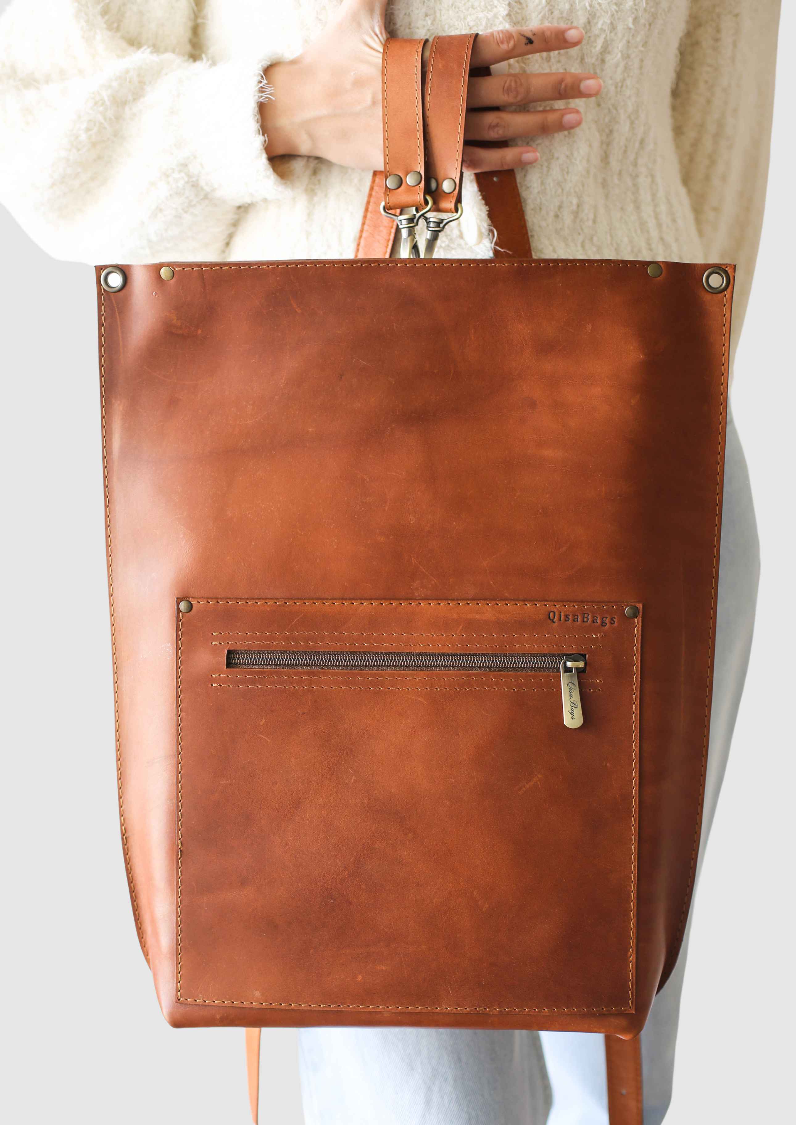 leather laptop backpack