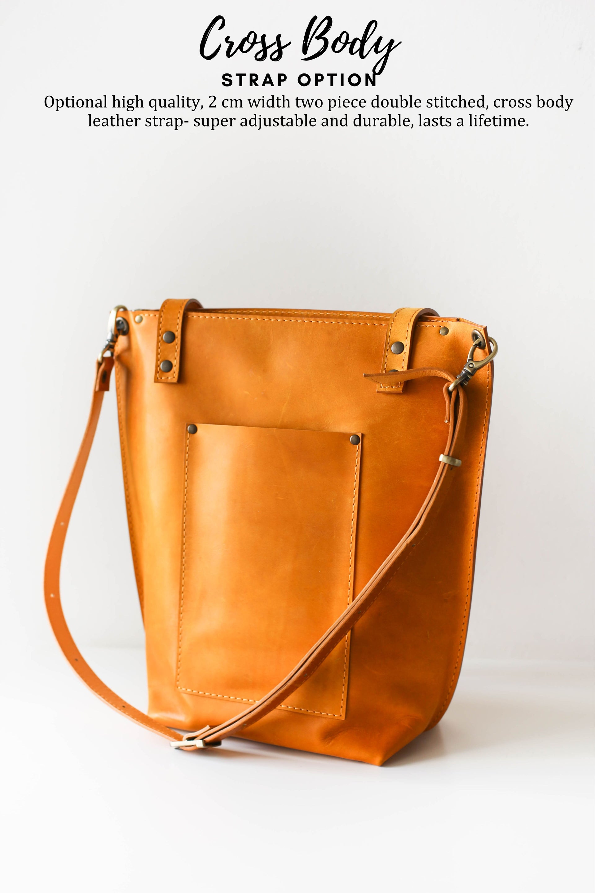 Handmade leather crossbody tote bag for women