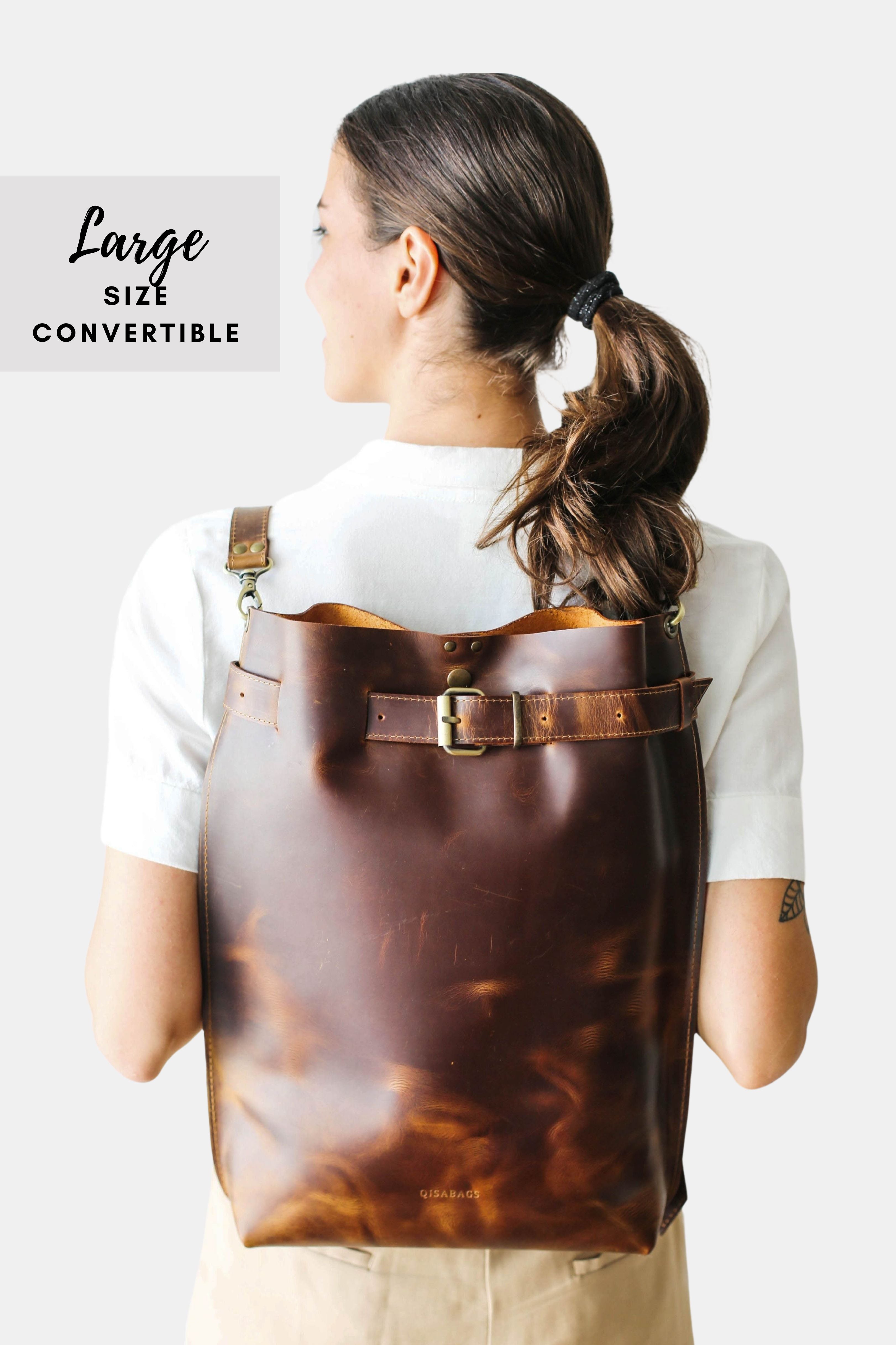 Brown Large Leather Backpack