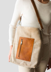 Beige Suede leather purse
