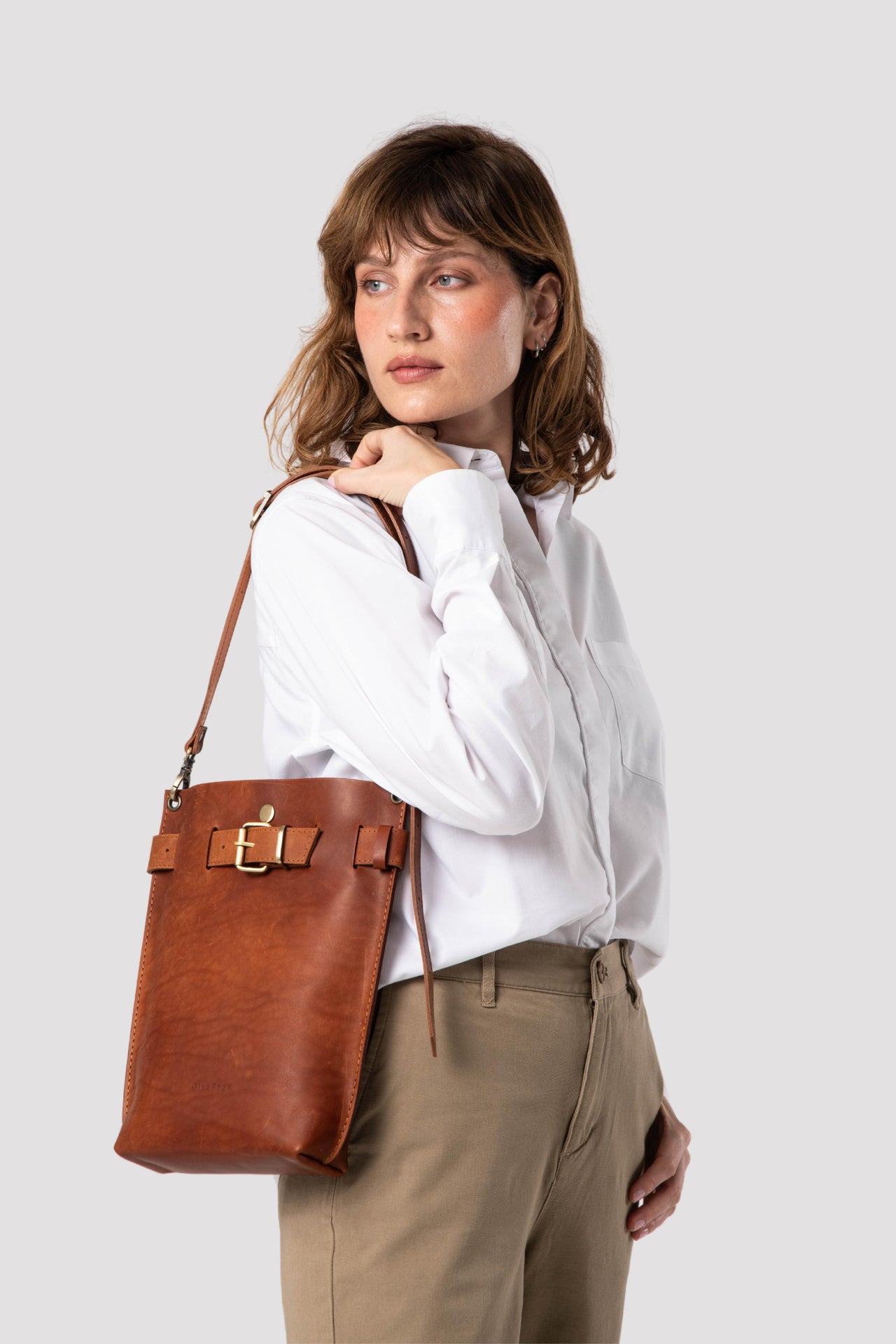 Brown leather purse for women