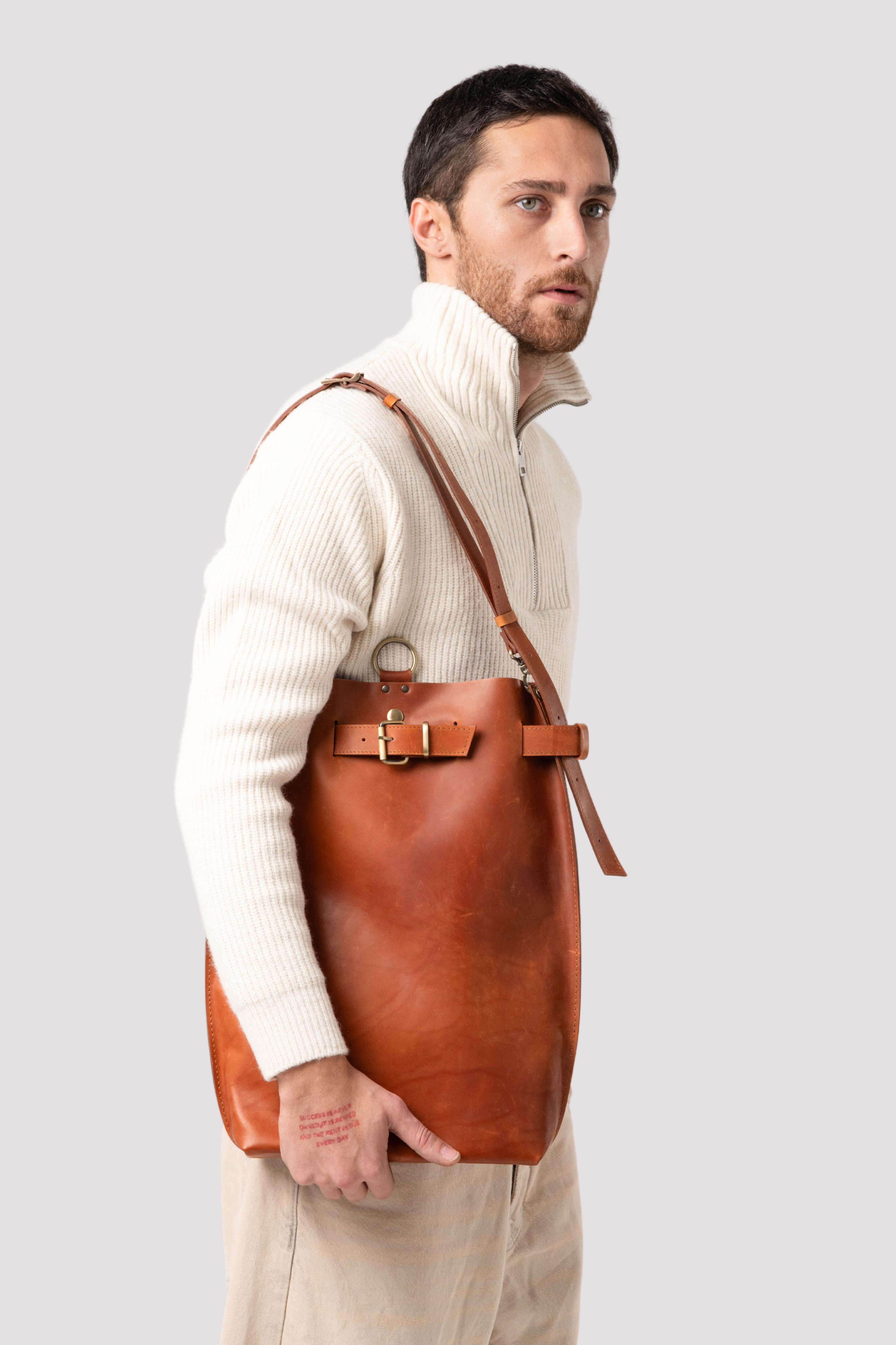 Brown Leather Backpack Purse