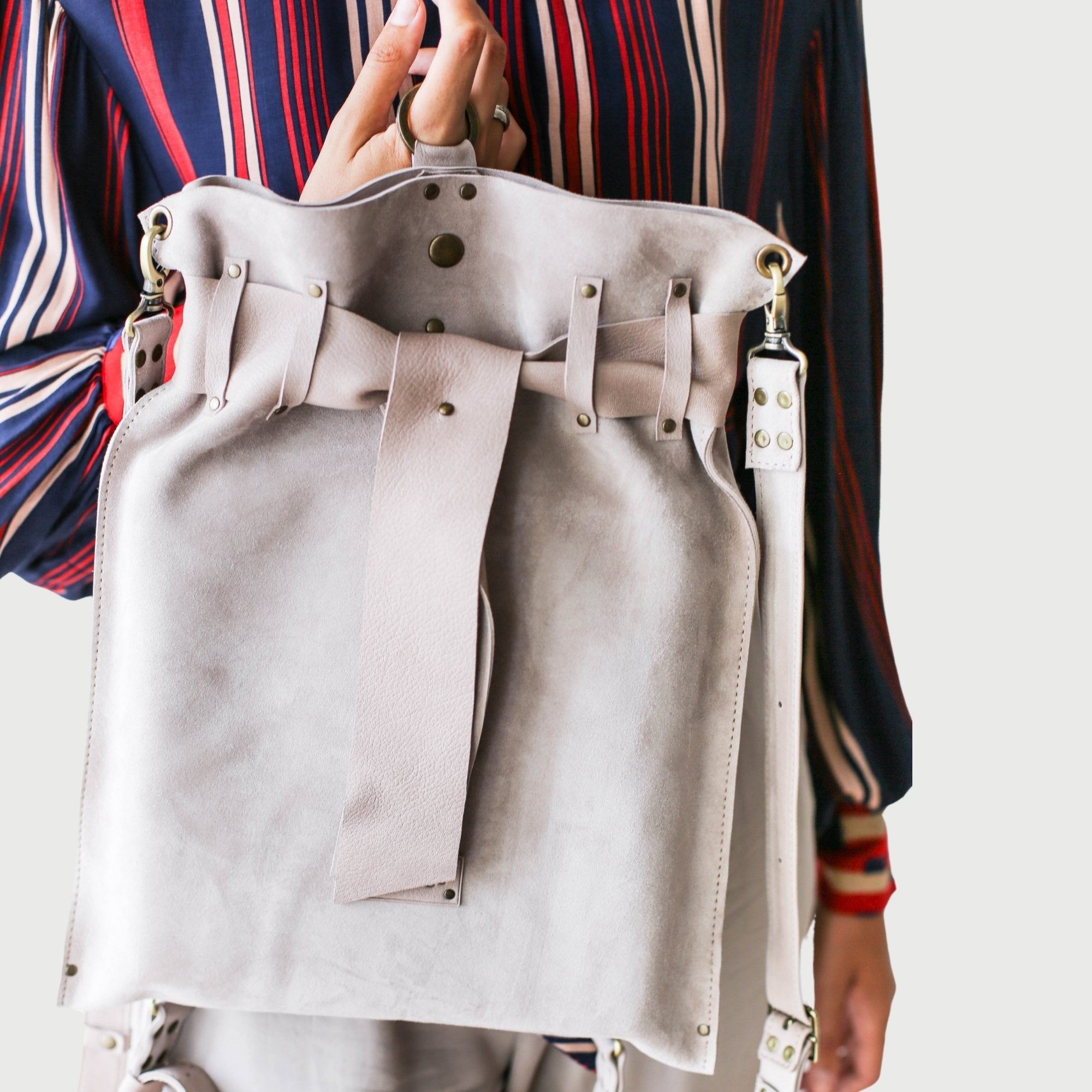 Suede Leather Backpack Purse