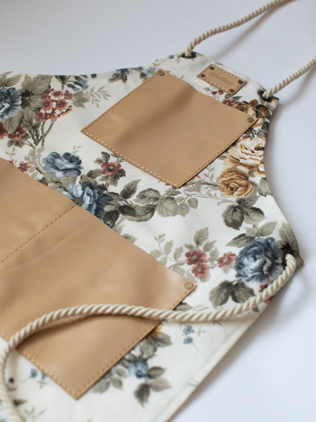 Floral Canvas & Leather Apron for Kids