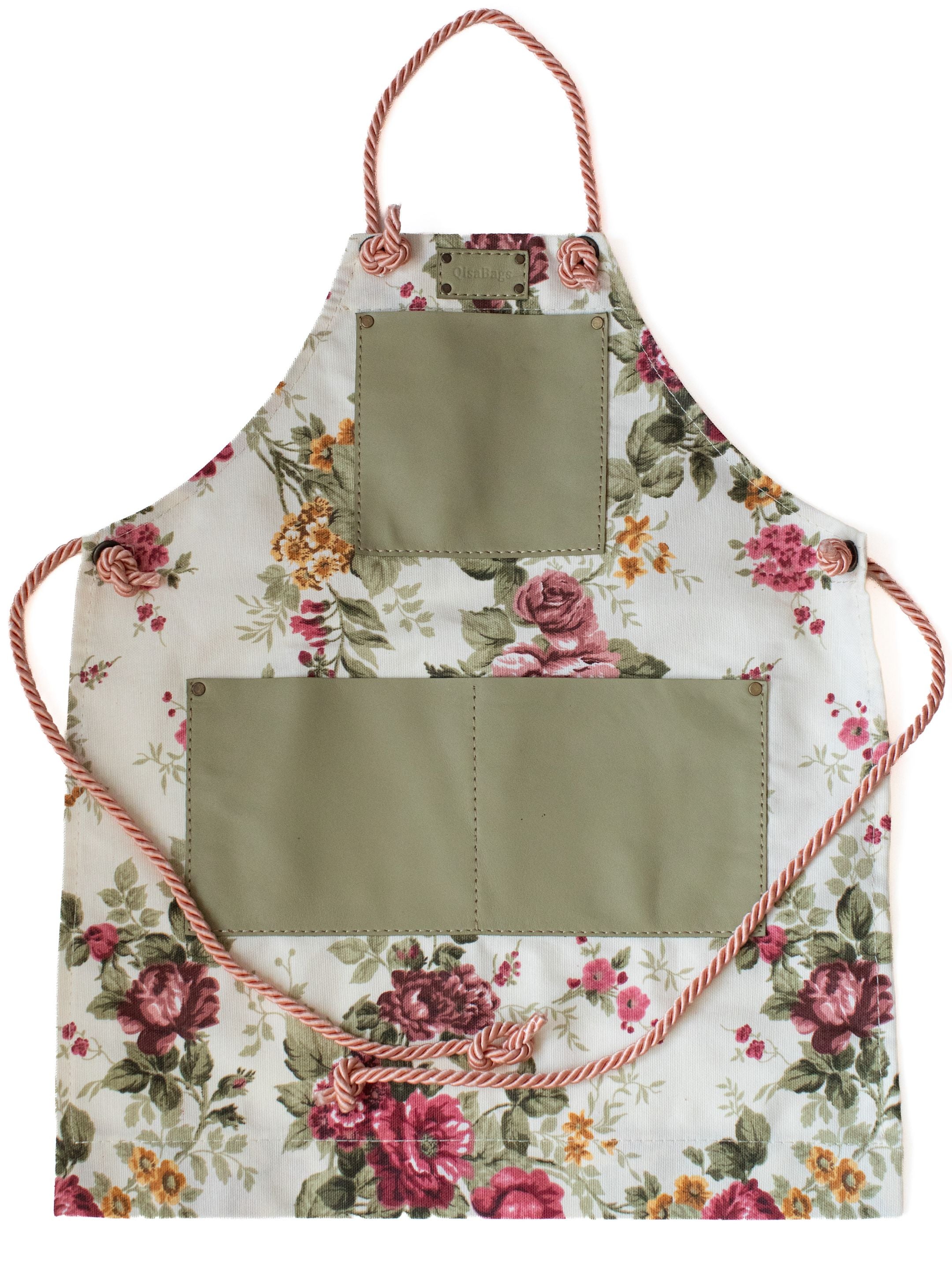 Floral Canvas & Leather Apron for Kids