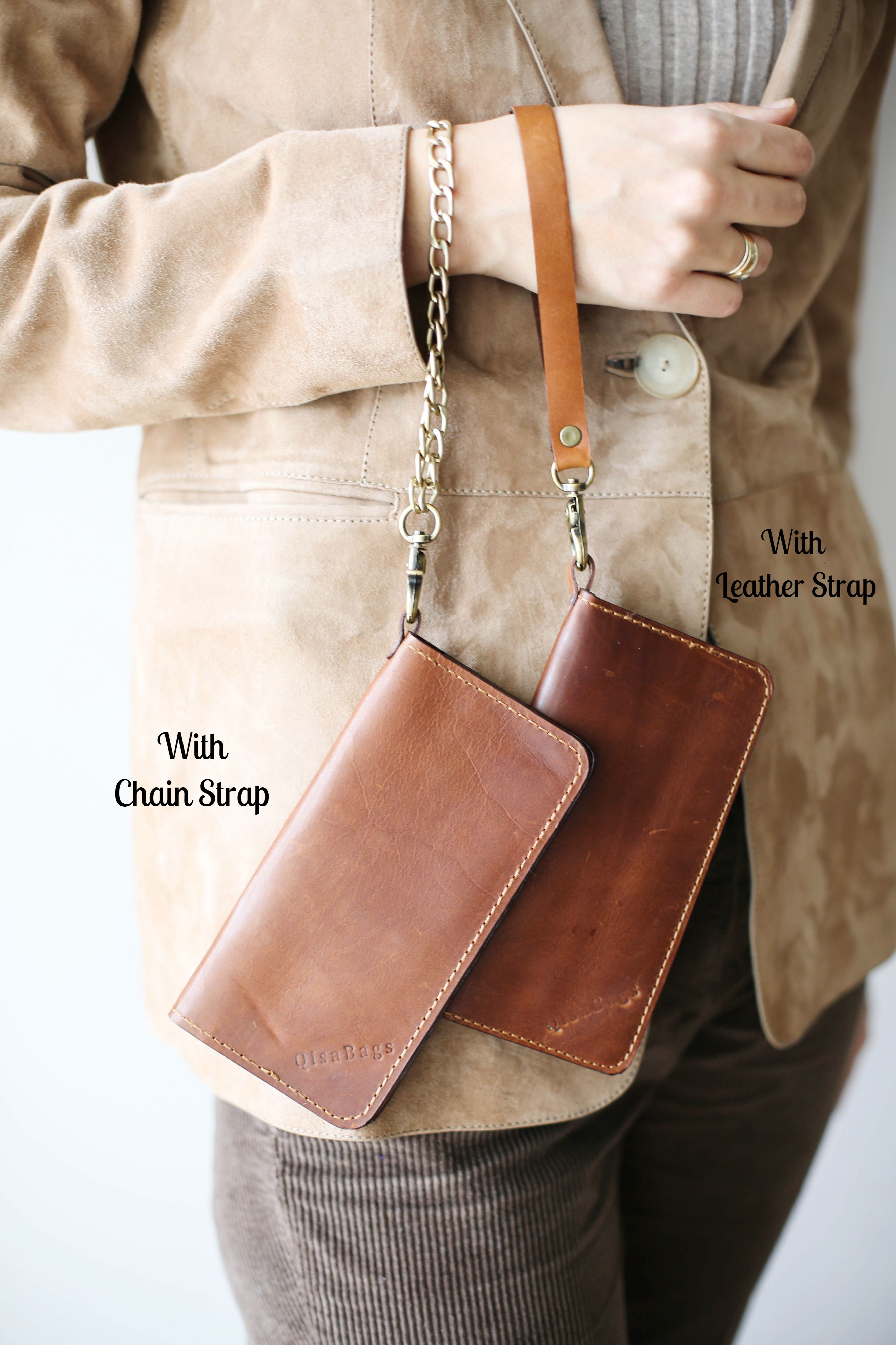 Long Leather Wallets - Phone Wallets with zipper