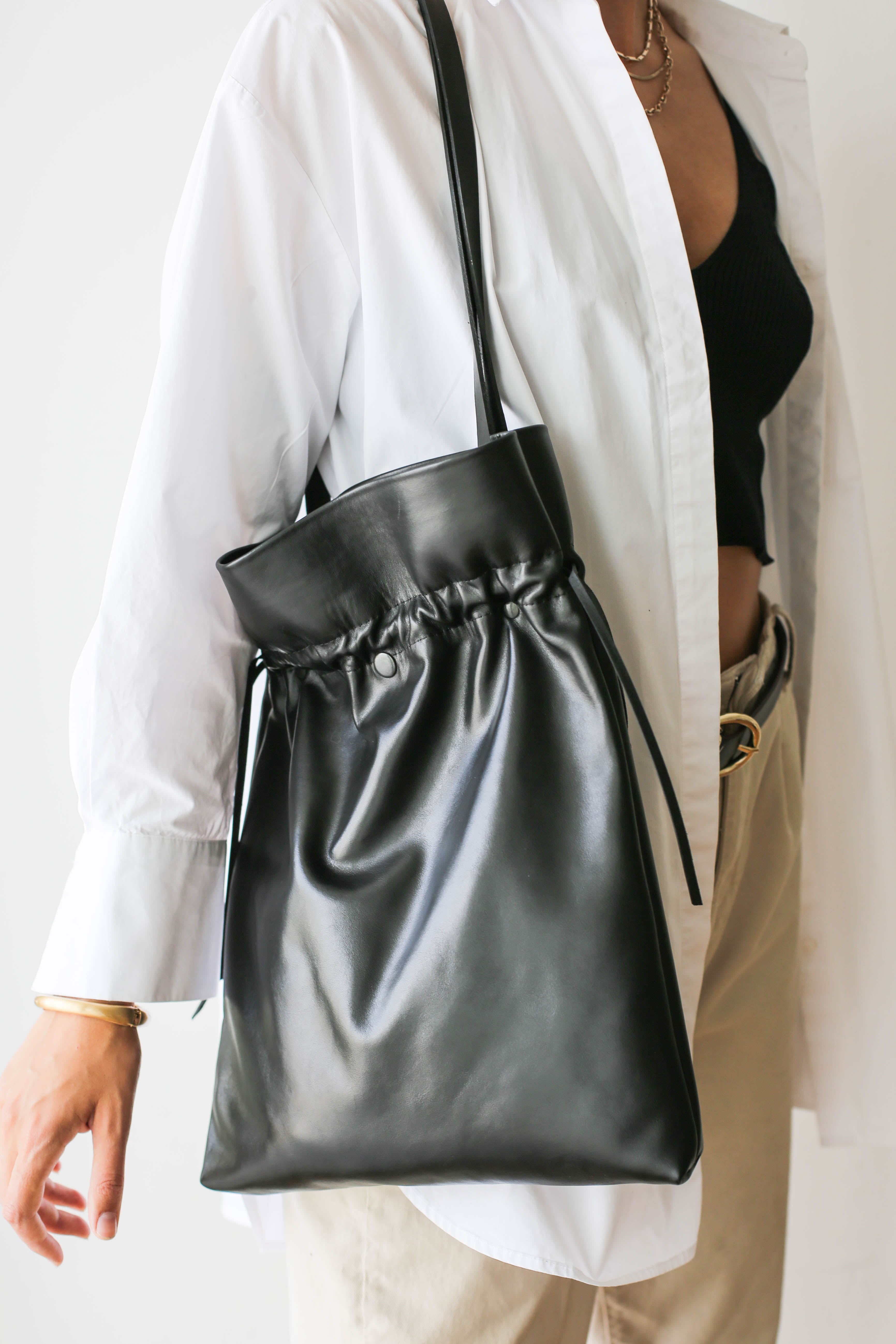 Black Leather Crossbody Bag | Shoulder bag | QisaBags