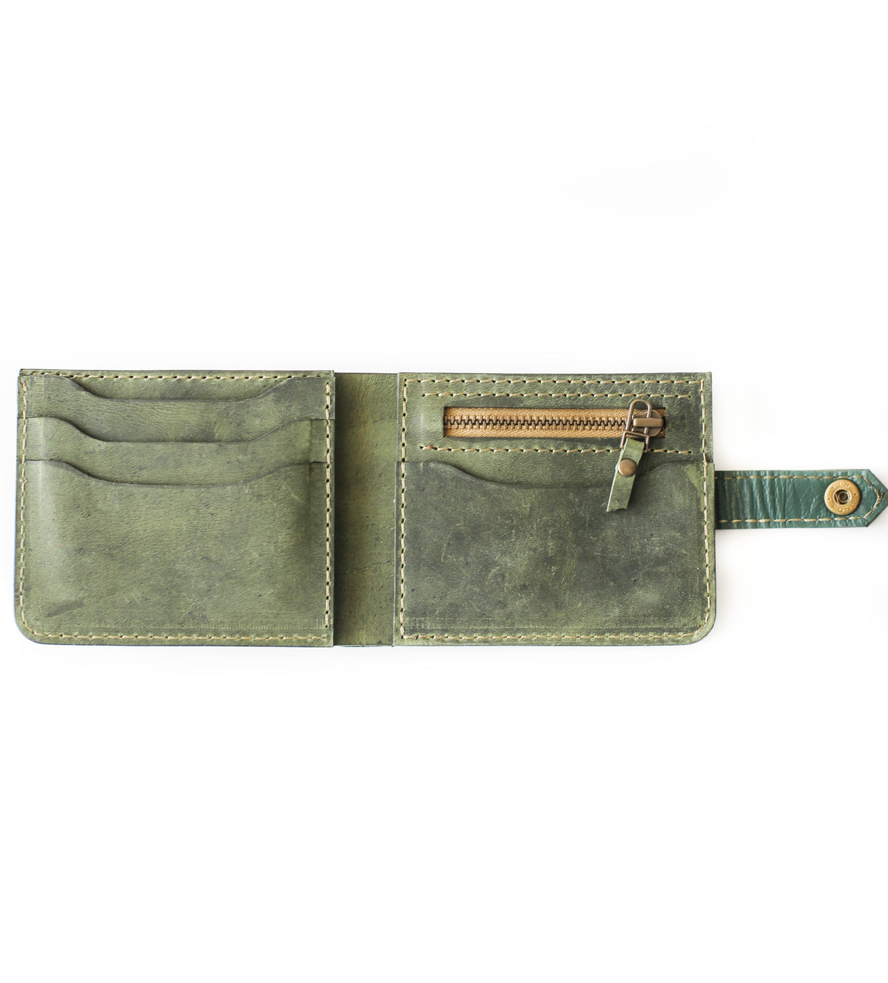 Leather Bifold Wallet - Khaki Green