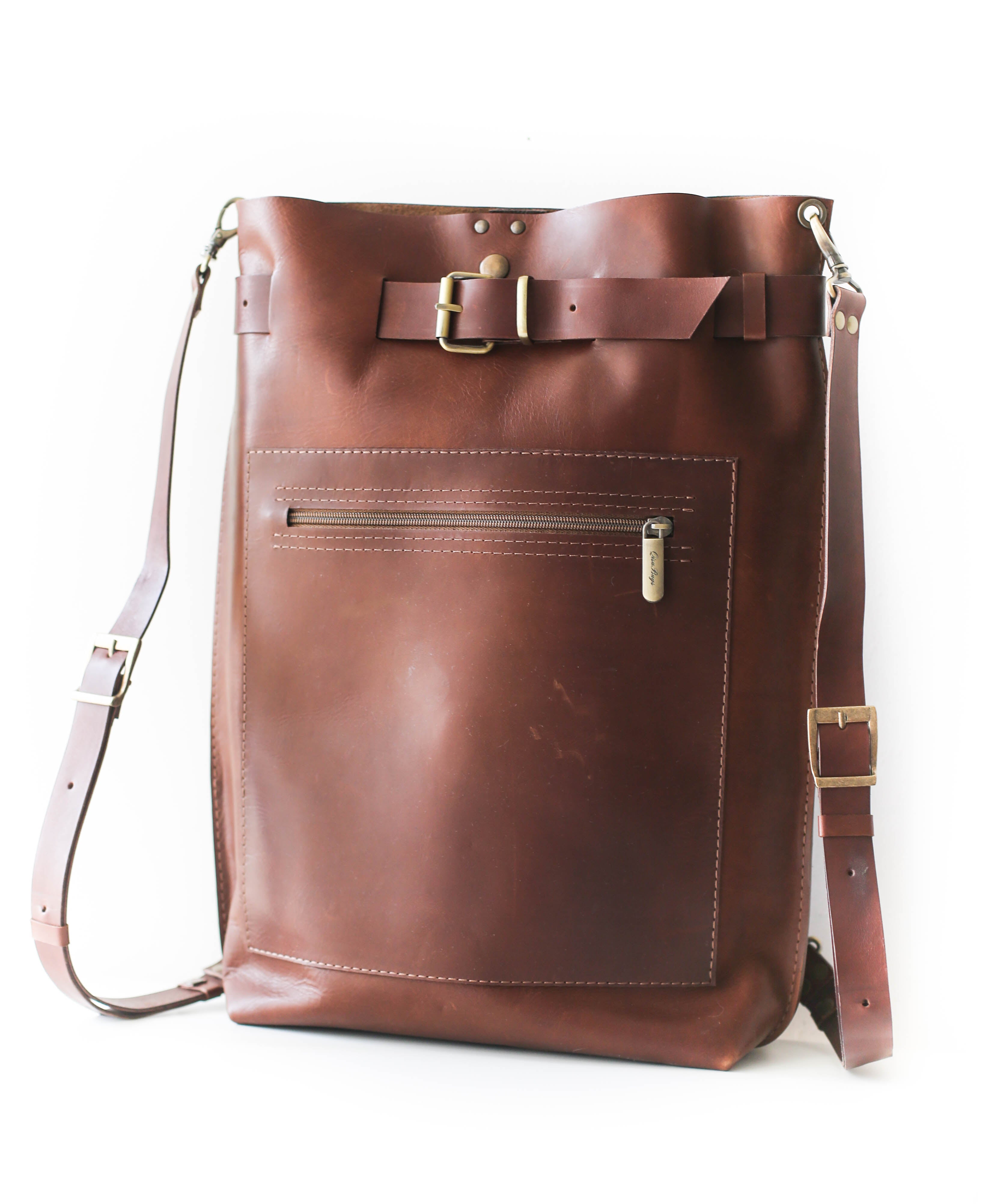 brown leather backpack mens