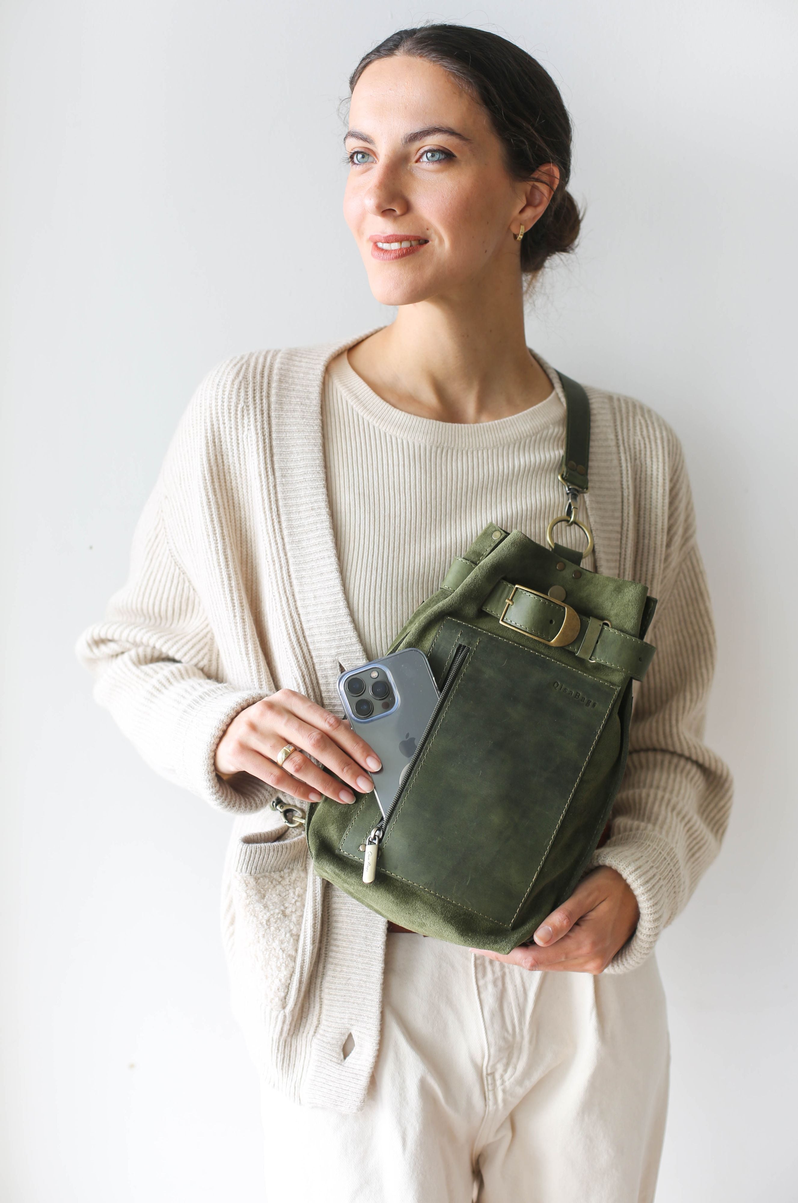 green designer crossbody bag