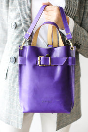 purple leather purse