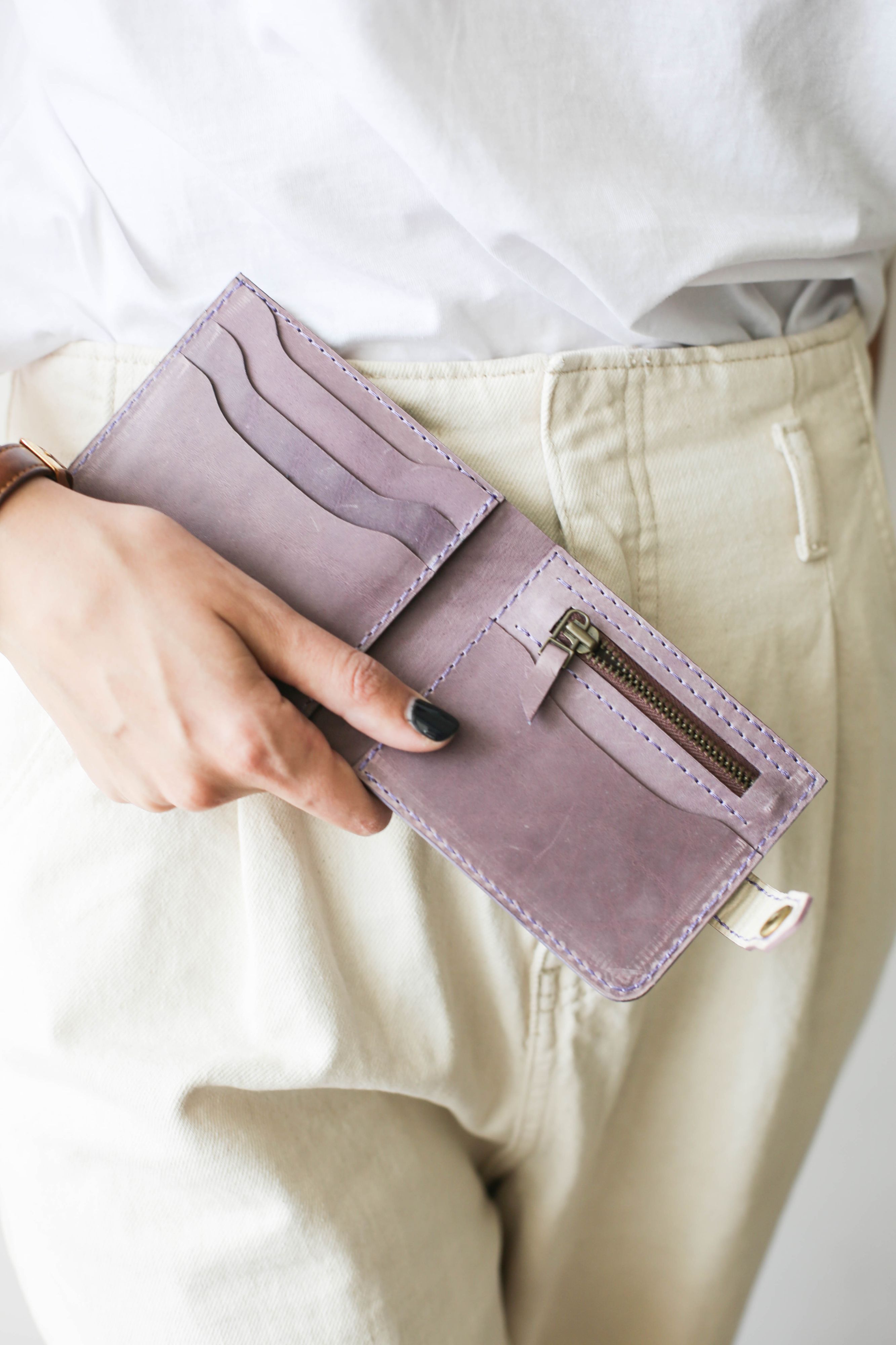 handmade leather wallets womens