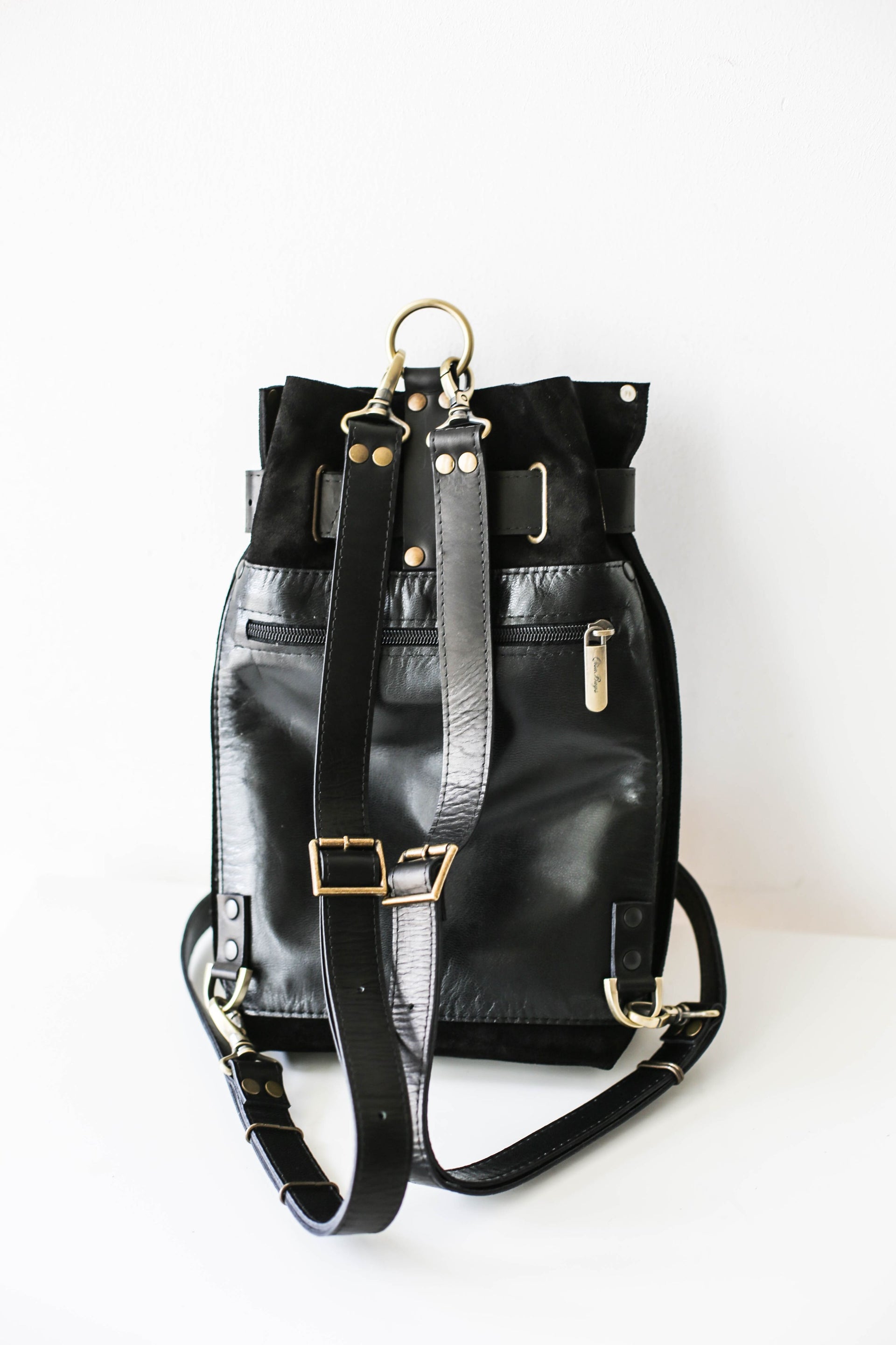 black leather bag womens