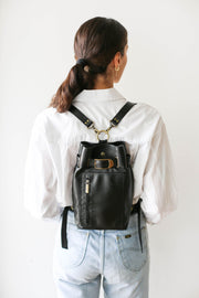 Black Leather Backpack for women