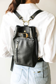 Designer Black Leather backpack purse