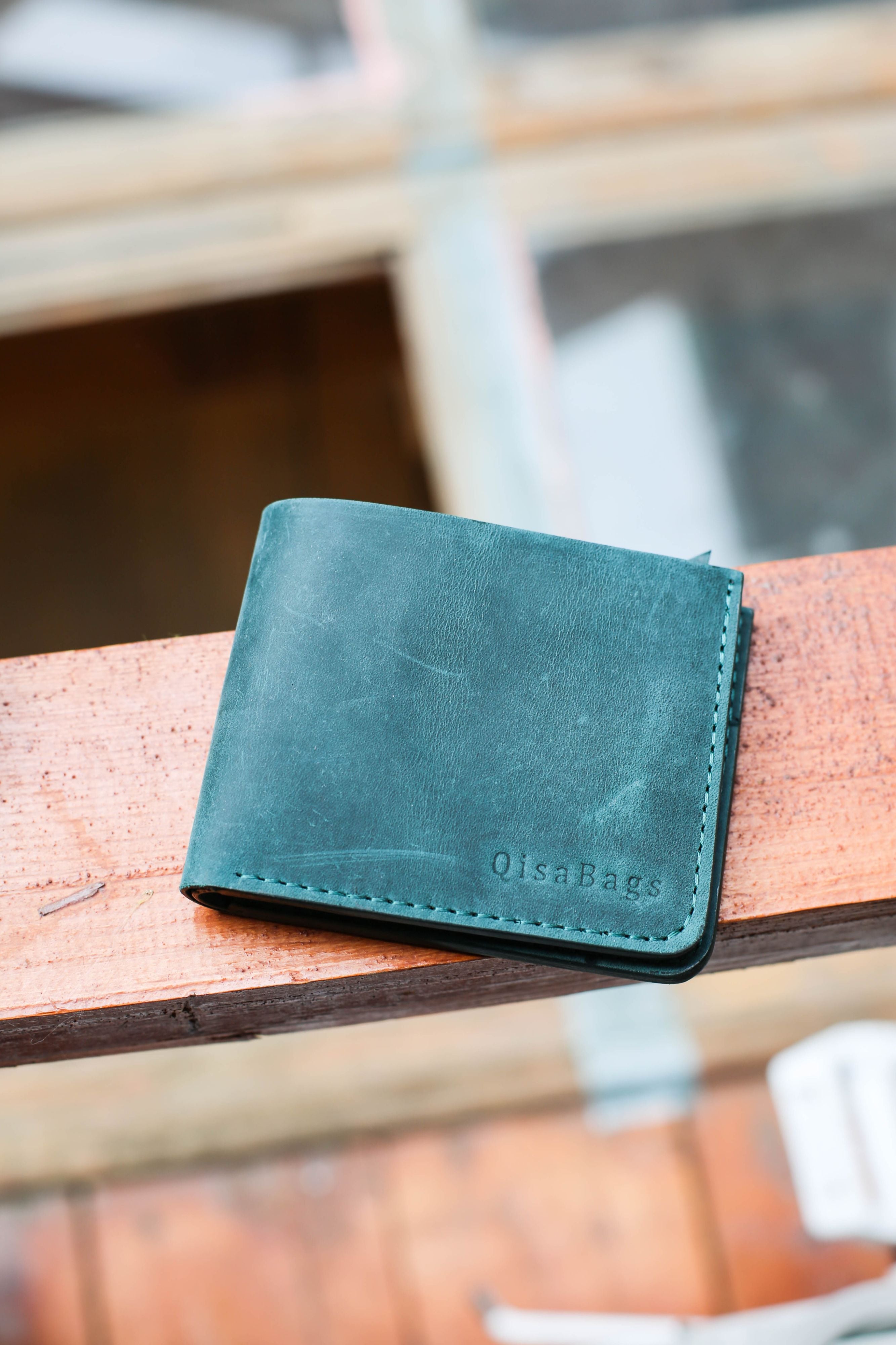 Bifold Leather Wallet - Green