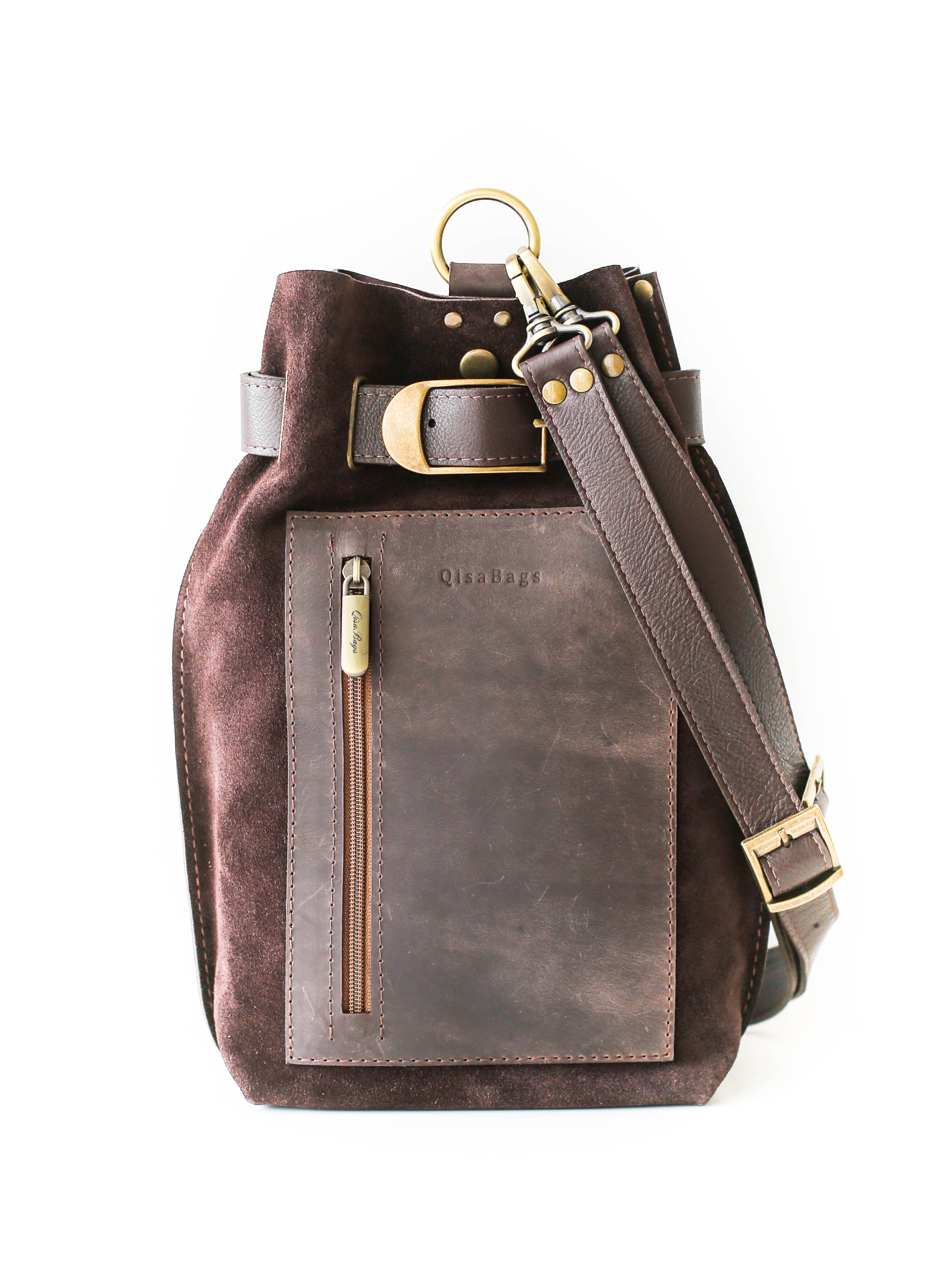 Brown Suede Cross Body Bag