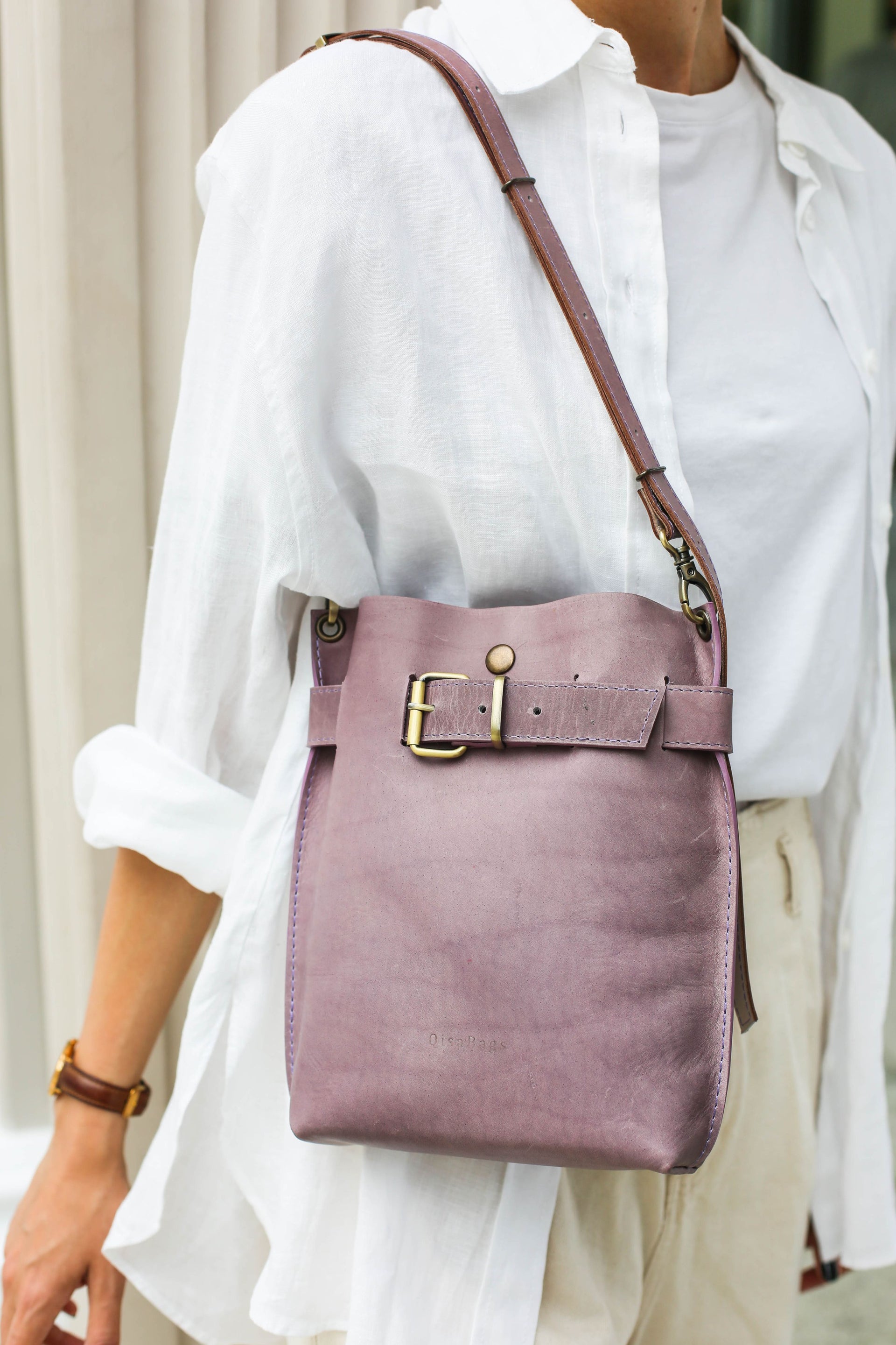 pink leather purse