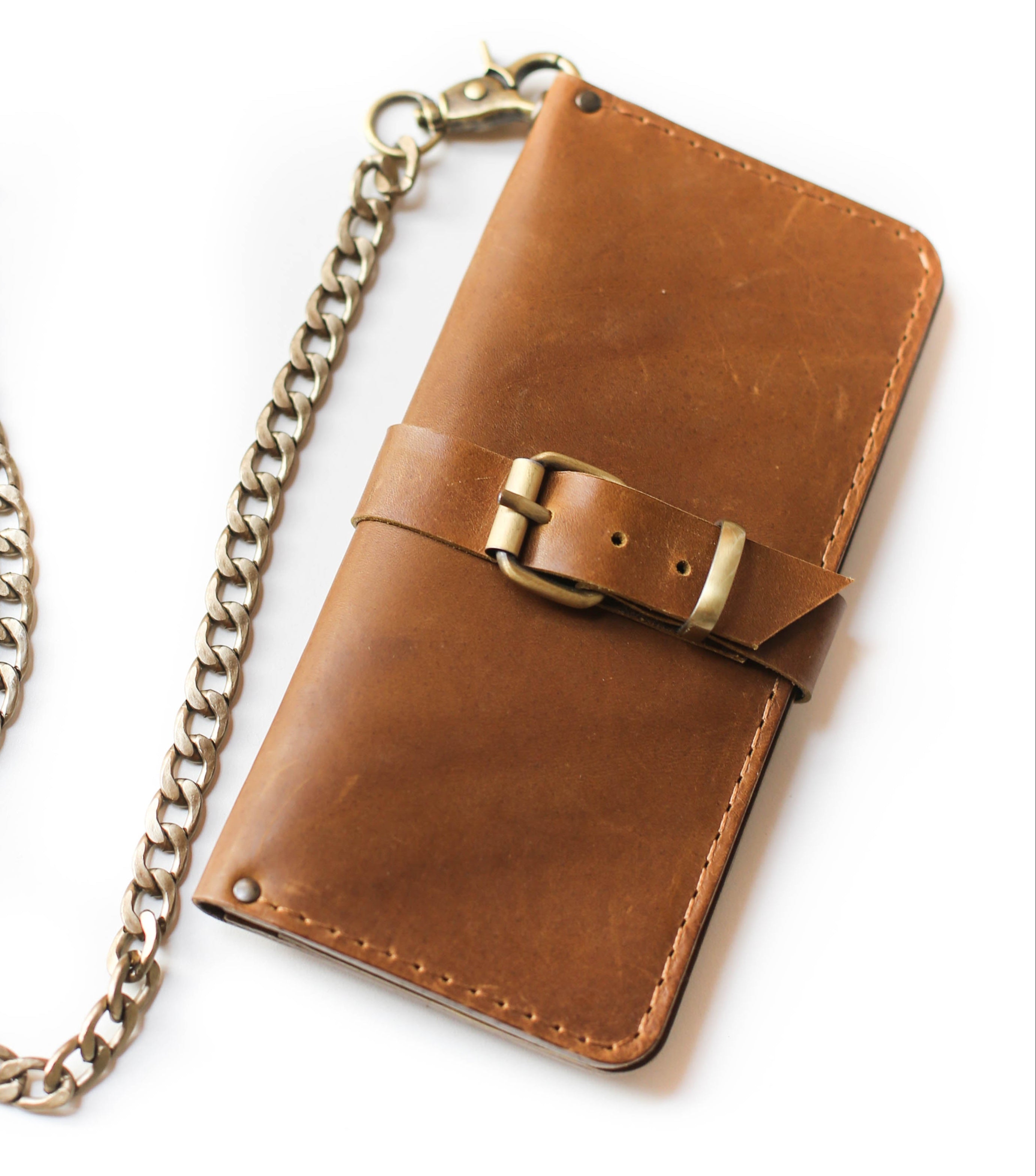 chained leather wallets