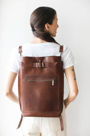 Brown Leather Laptop Backpack