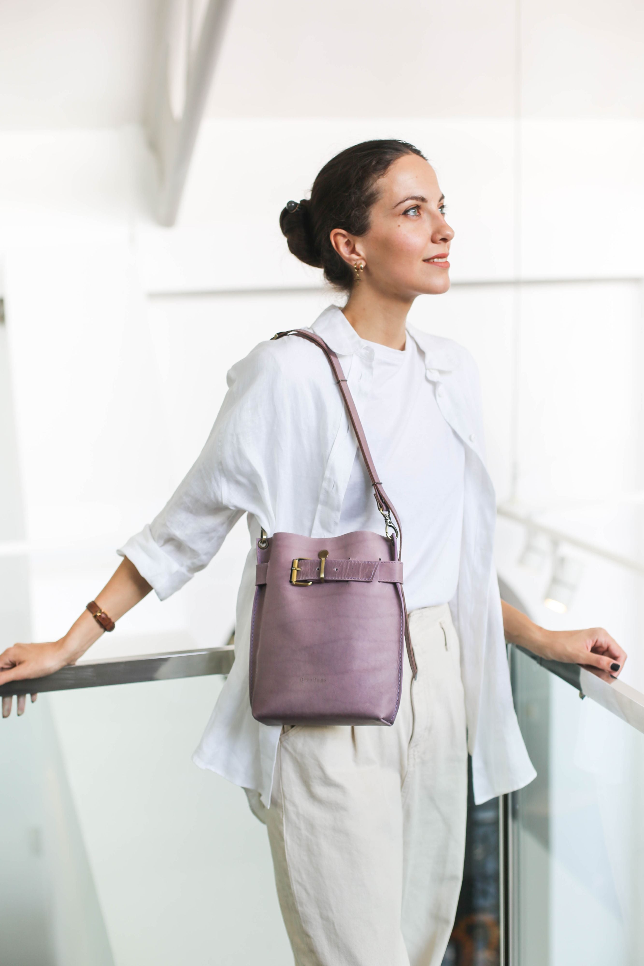 purple leather purse